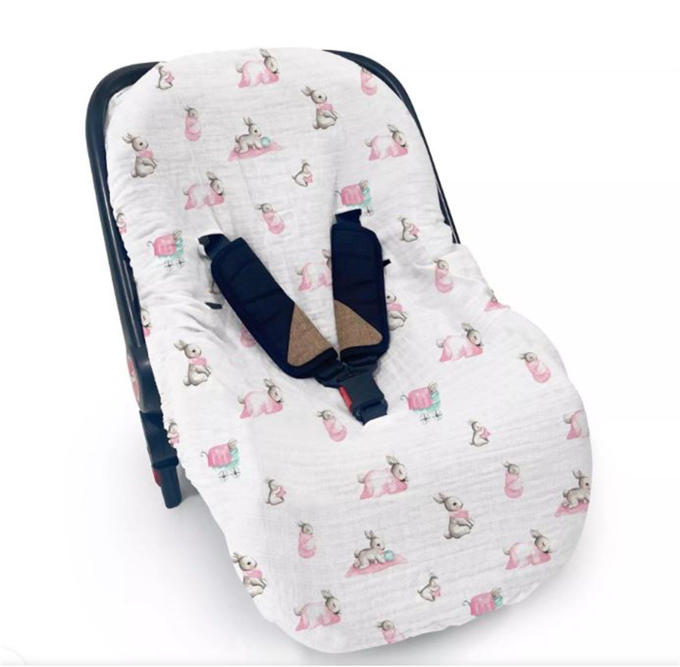 Deux Lapins Müslin Puset Kılıfı Pembe bebe lapin