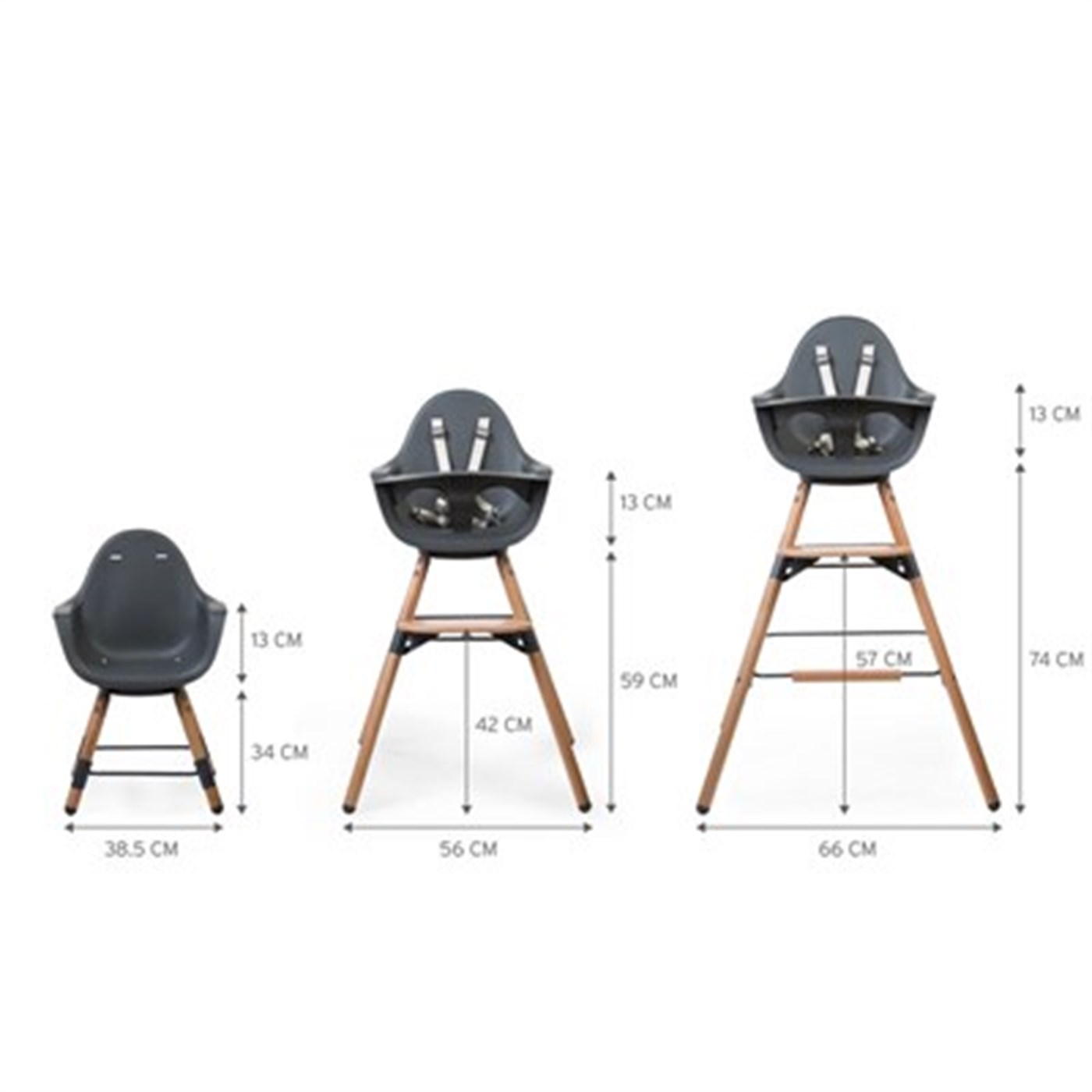Evolu 180° Mama Sandalyesi, Naturel / Antrasit + Ön tepsi + Silikon Mat