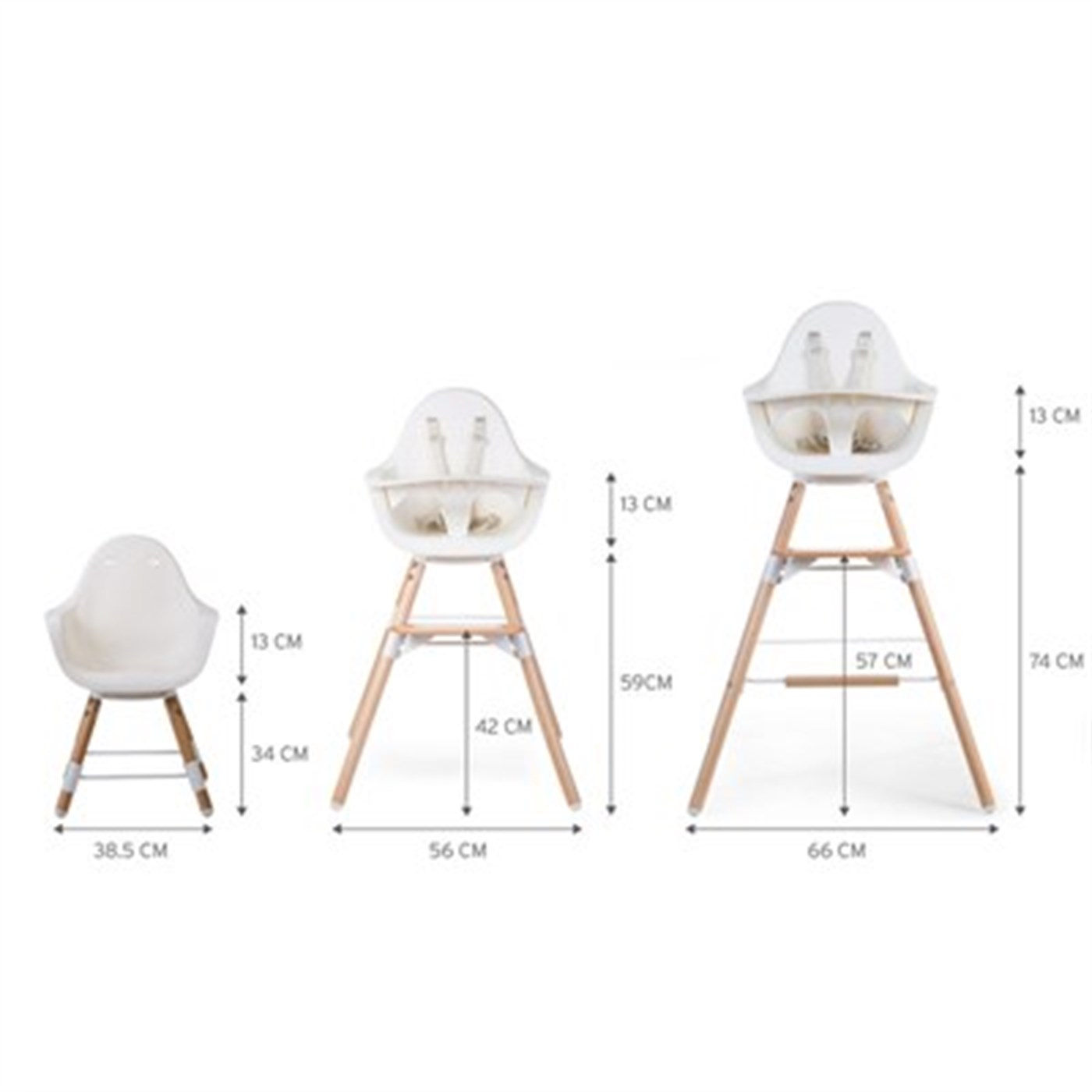 Evolu 180° Mama Sandalyesi, Naturel / Beyaz + Ön tepsi + Silikon Mat