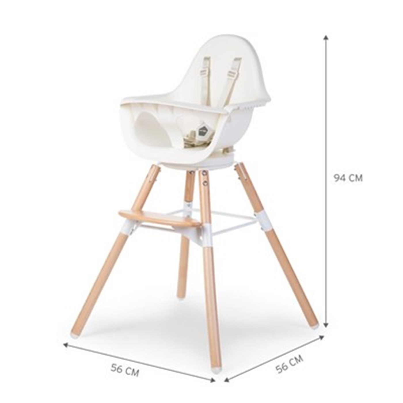 Evolu 180° Mama Sandalyesi, Naturel / Beyaz + Ön tepsi + Silikon Mat