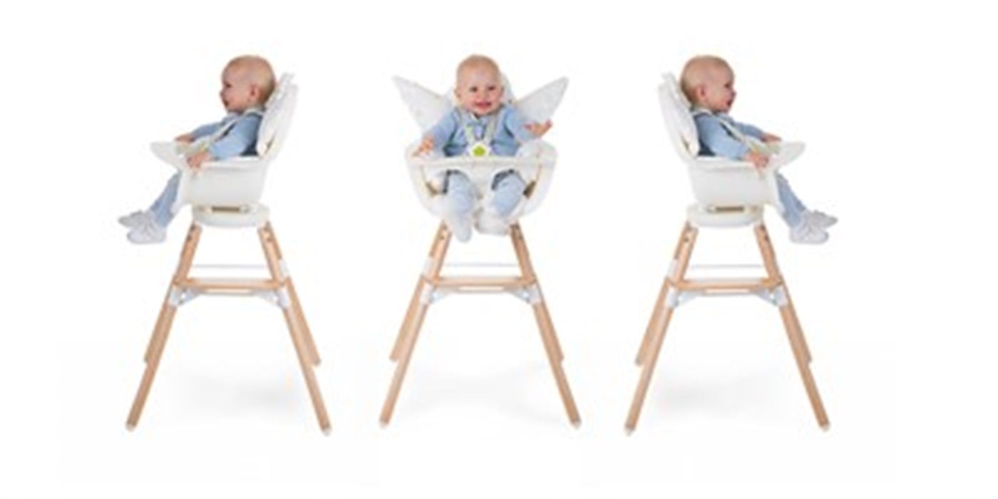 Evolu 180° Mama Sandalyesi, Naturel / Beyaz + Ön tepsi + Silikon Mat