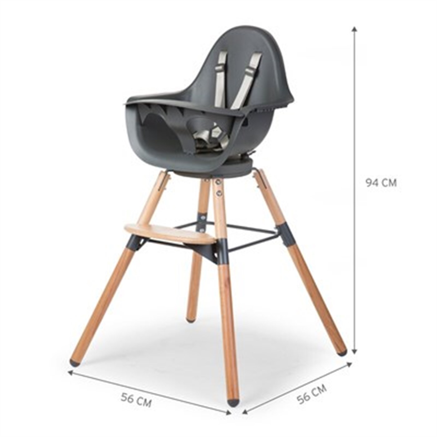 Evolu 2 Mama Sandalyesi, Naturel / Antrasit + Antrasit Tepsi + Silikon Mat