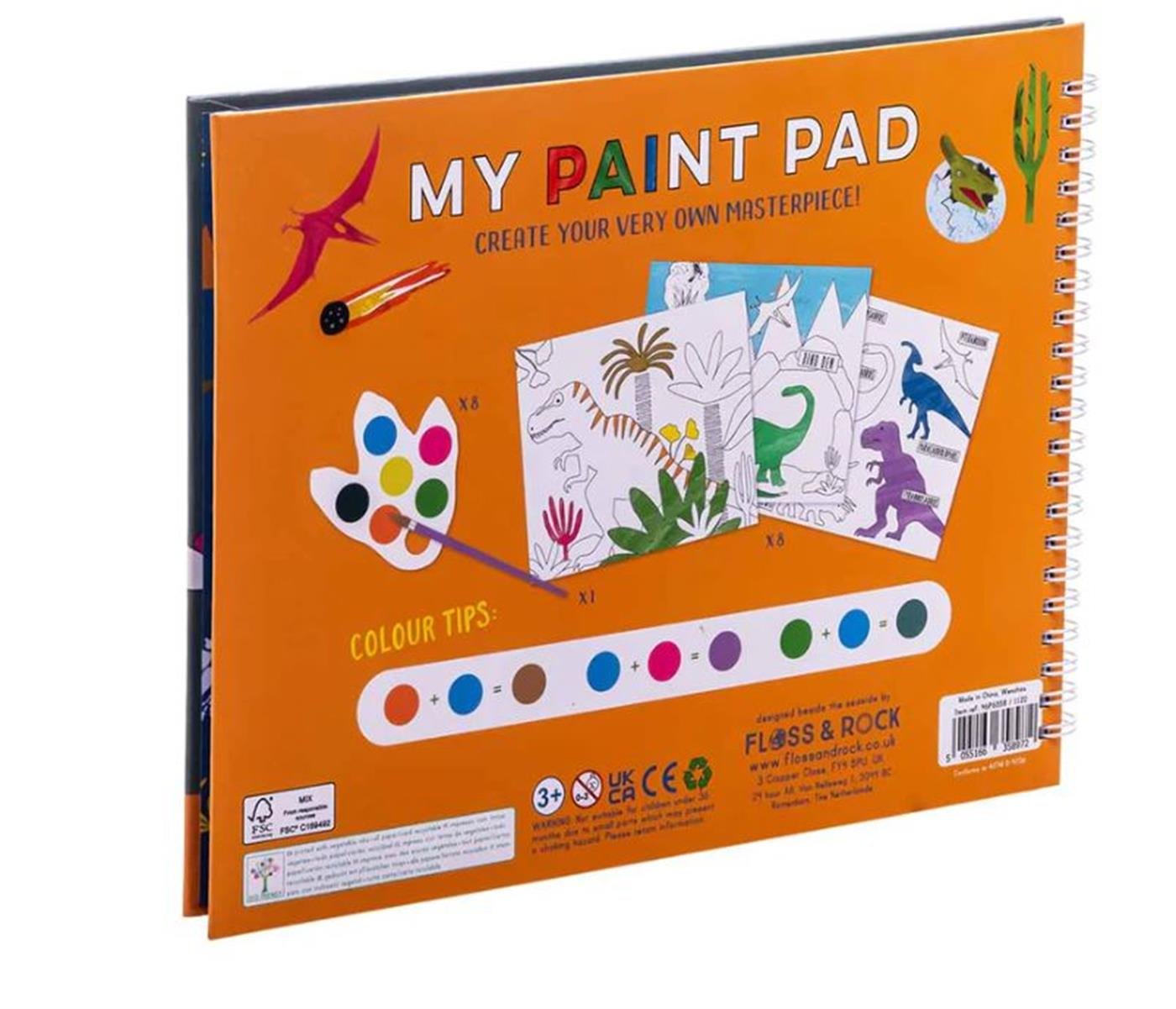 Floss & Rock Sulu Boyalı Boyama Kitabı / Dino