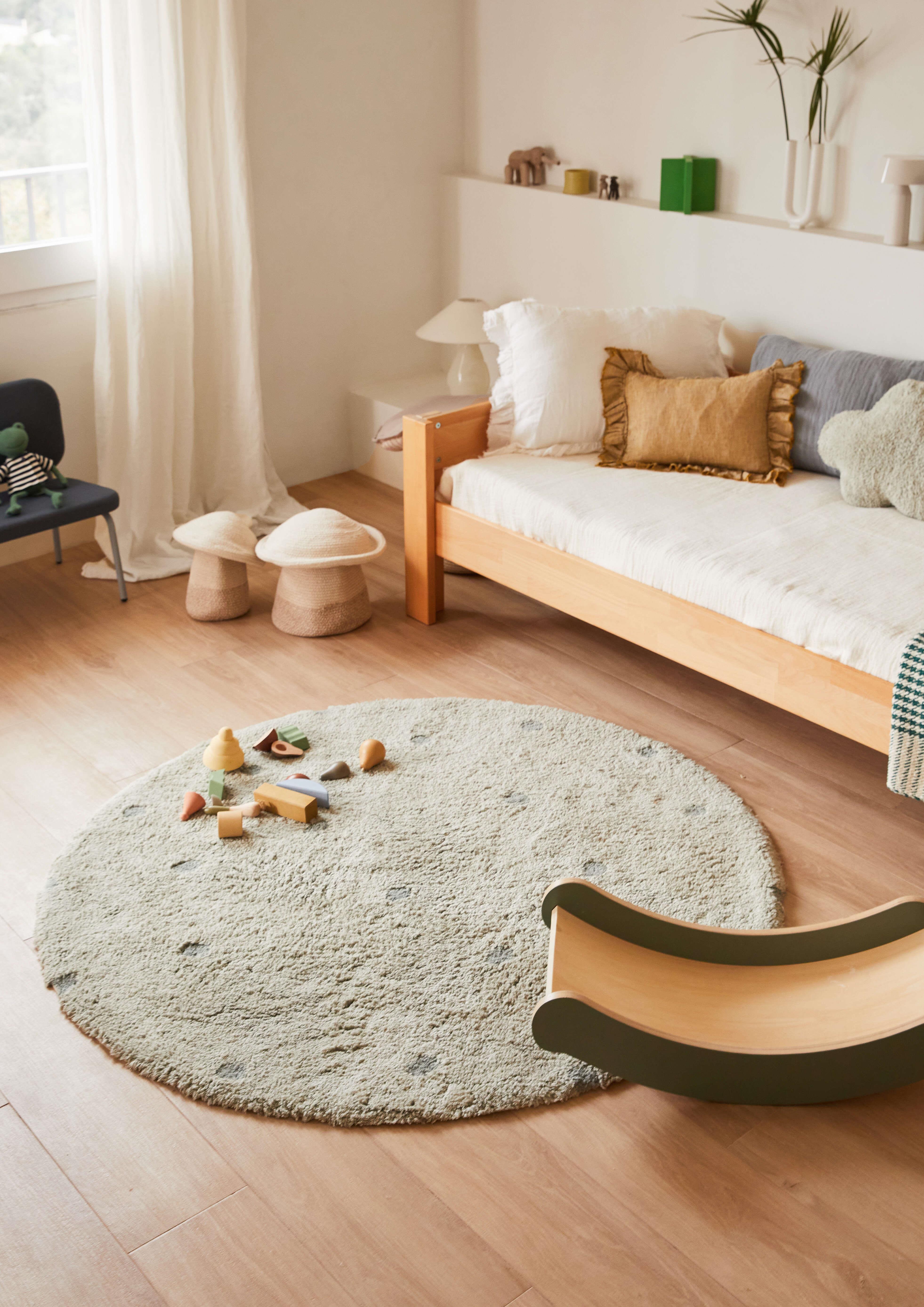 Halı, Round Dot Blue Sage