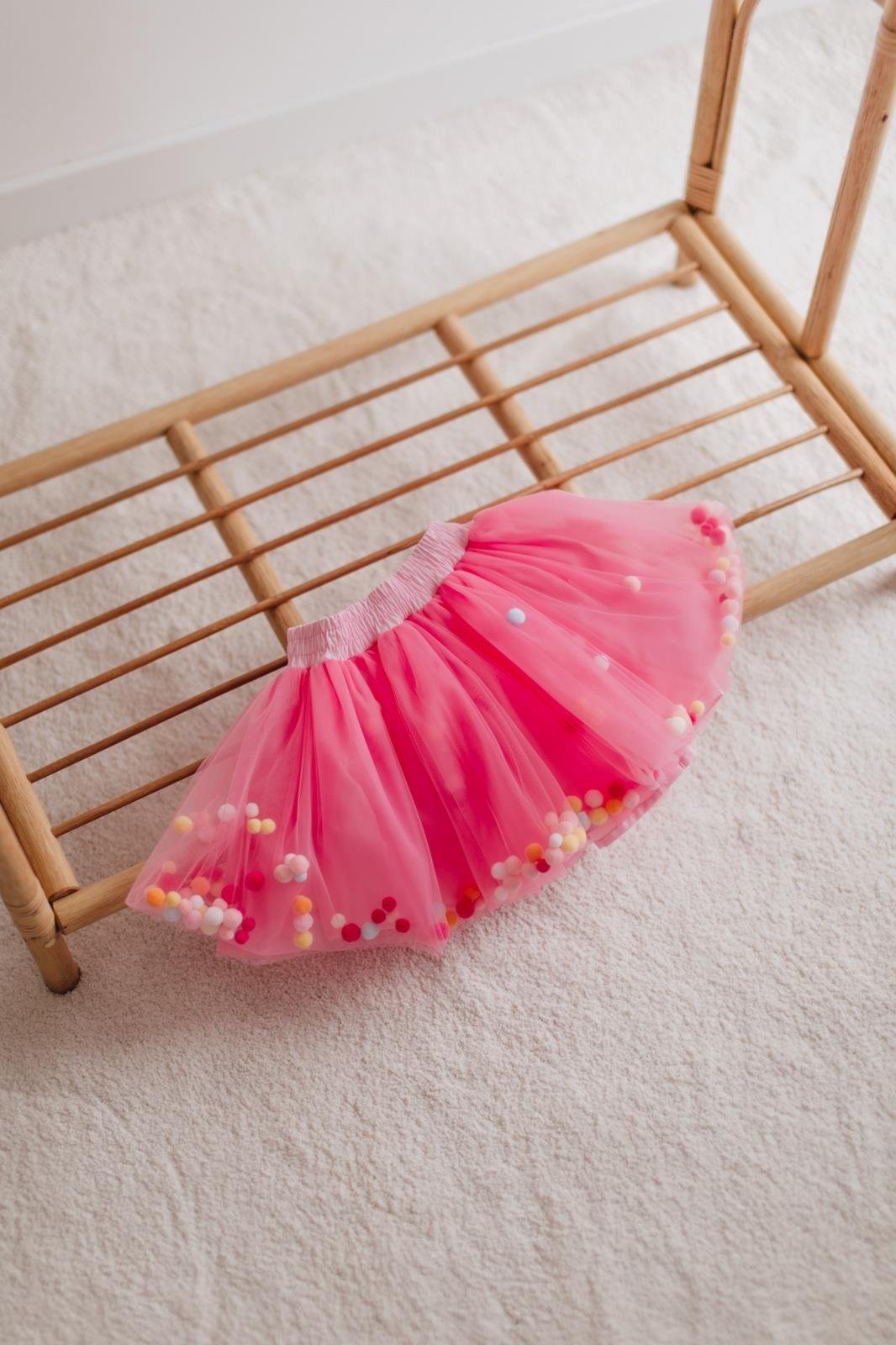 La Pomponnette tütülü etek Koyu pembe