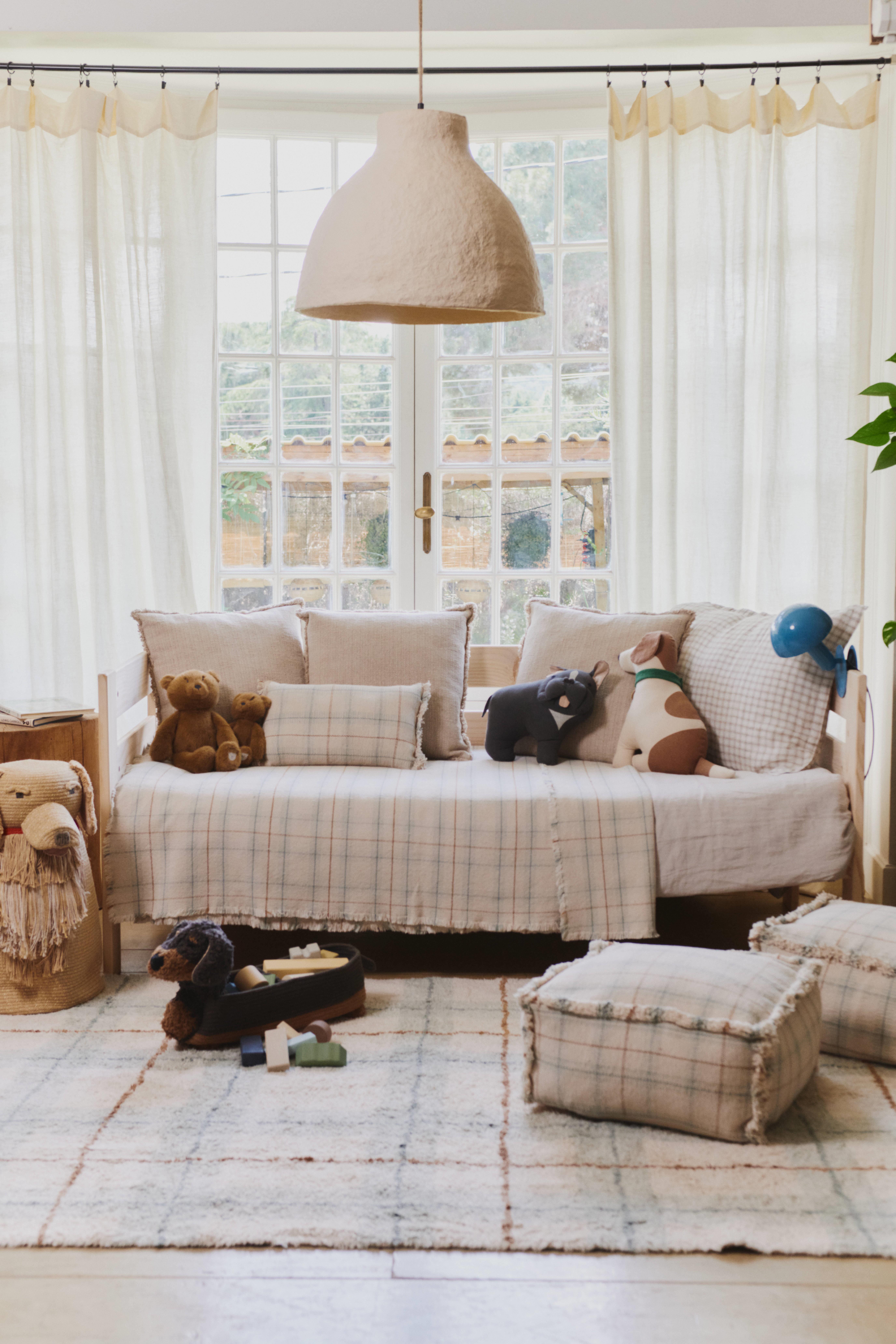 Lorena Canals Çocuk Odası Pufu, Tartan Blue Sage