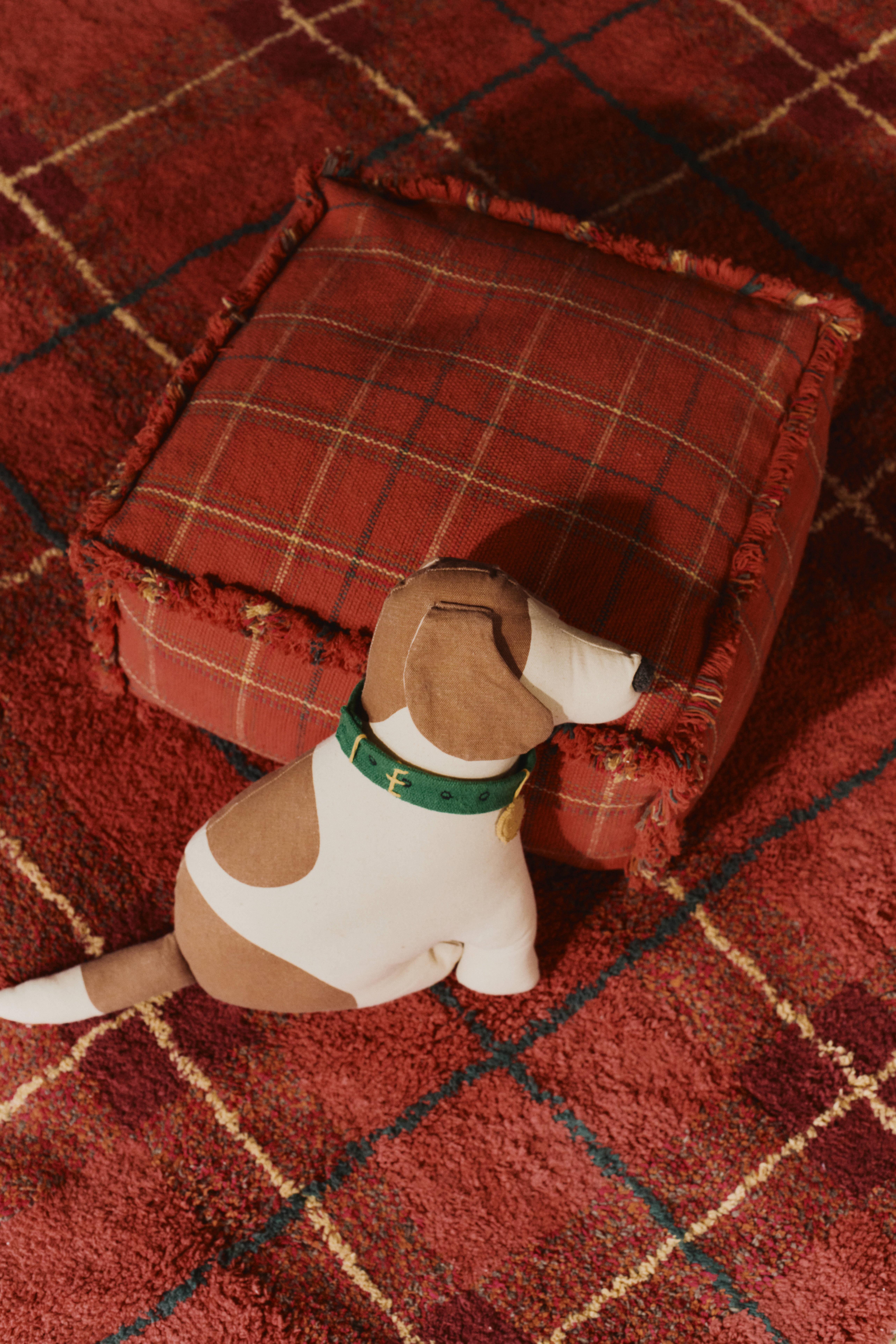 Lorena Canals Çocuk Odası Pufu, Tartan Mapple Red