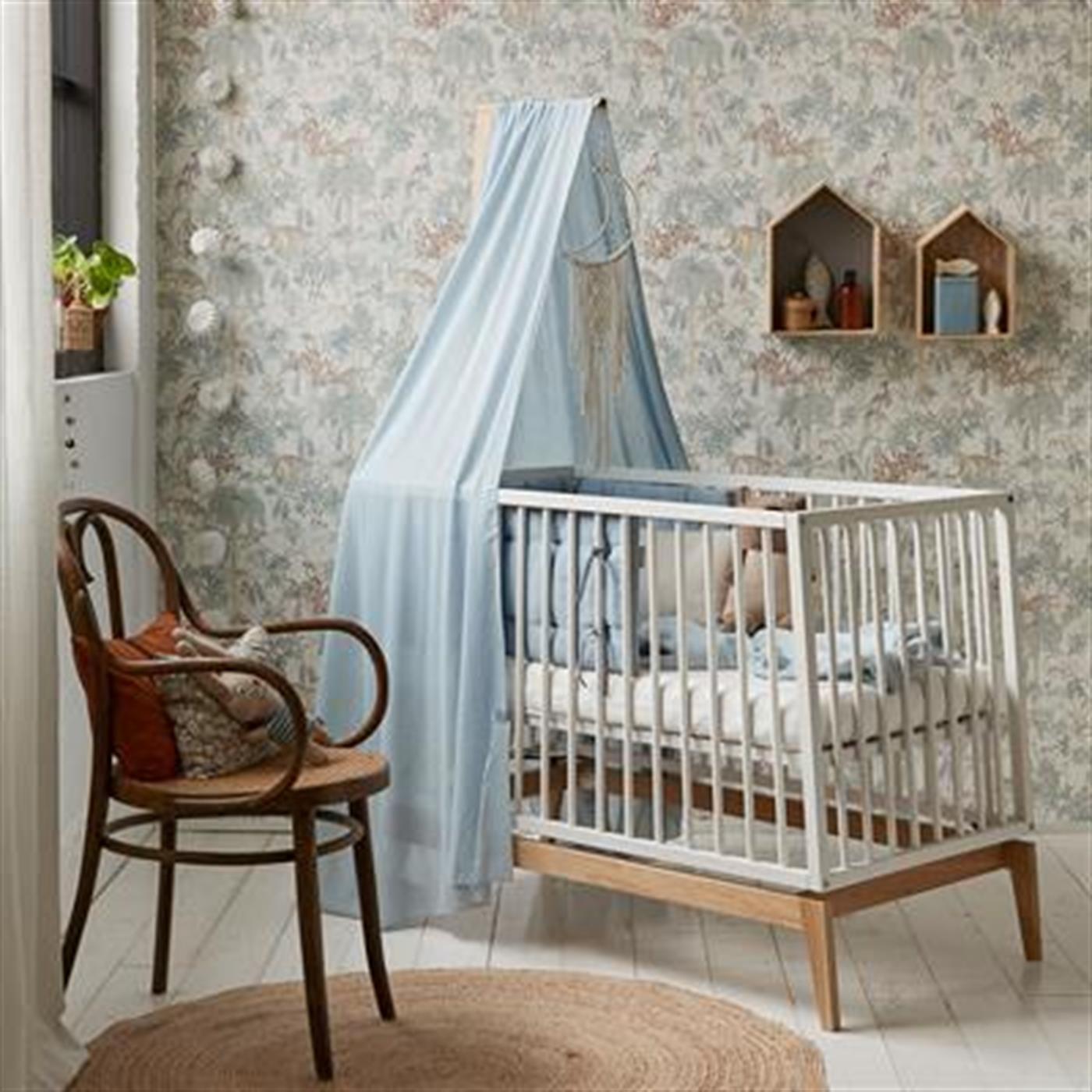 Luna Bebek Karyolası 60x120cm, Beyaz/Meşe