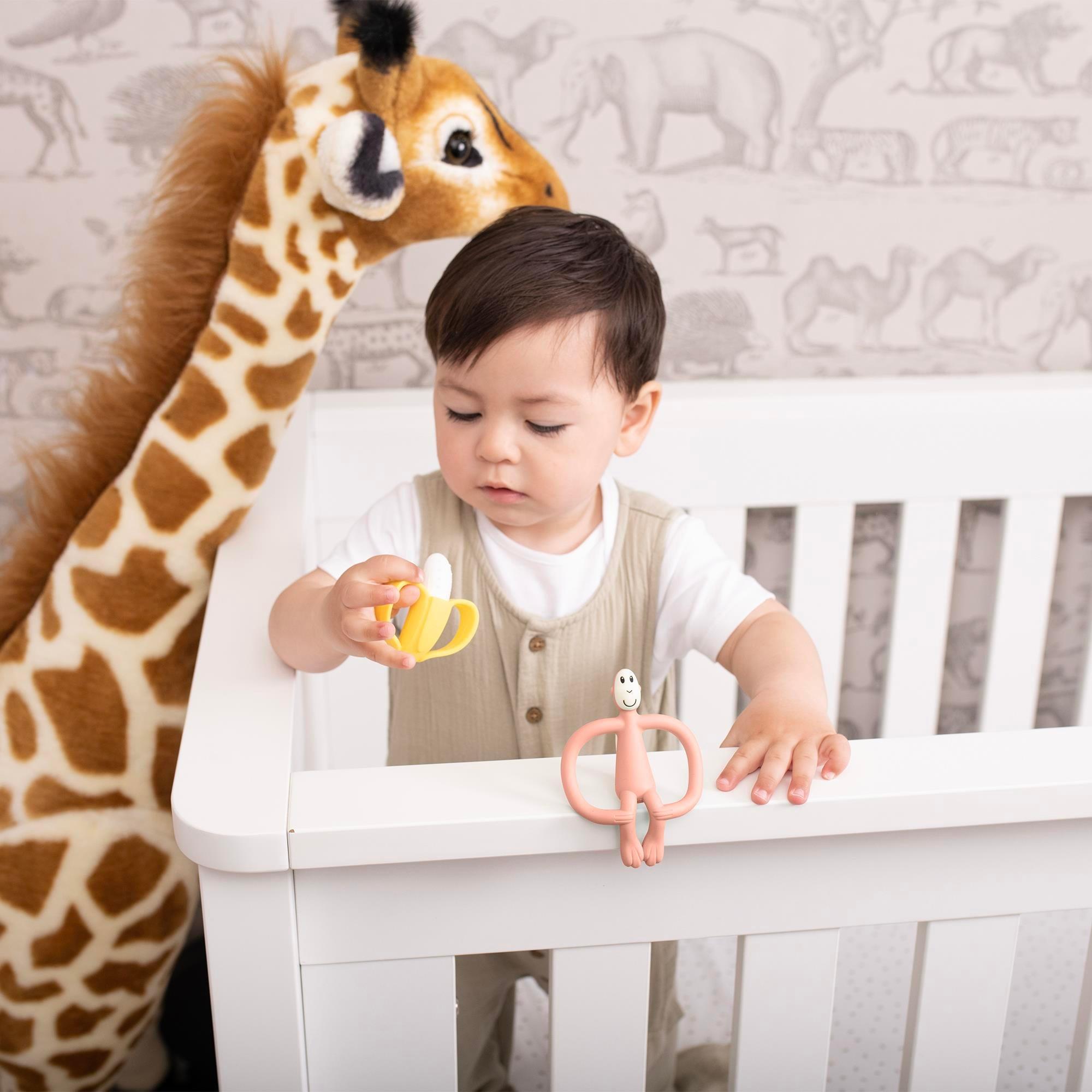 Matchstick Monkey Banana & Monkey Silikon Diş Kaşıyıc Hediye Seti- Pembe