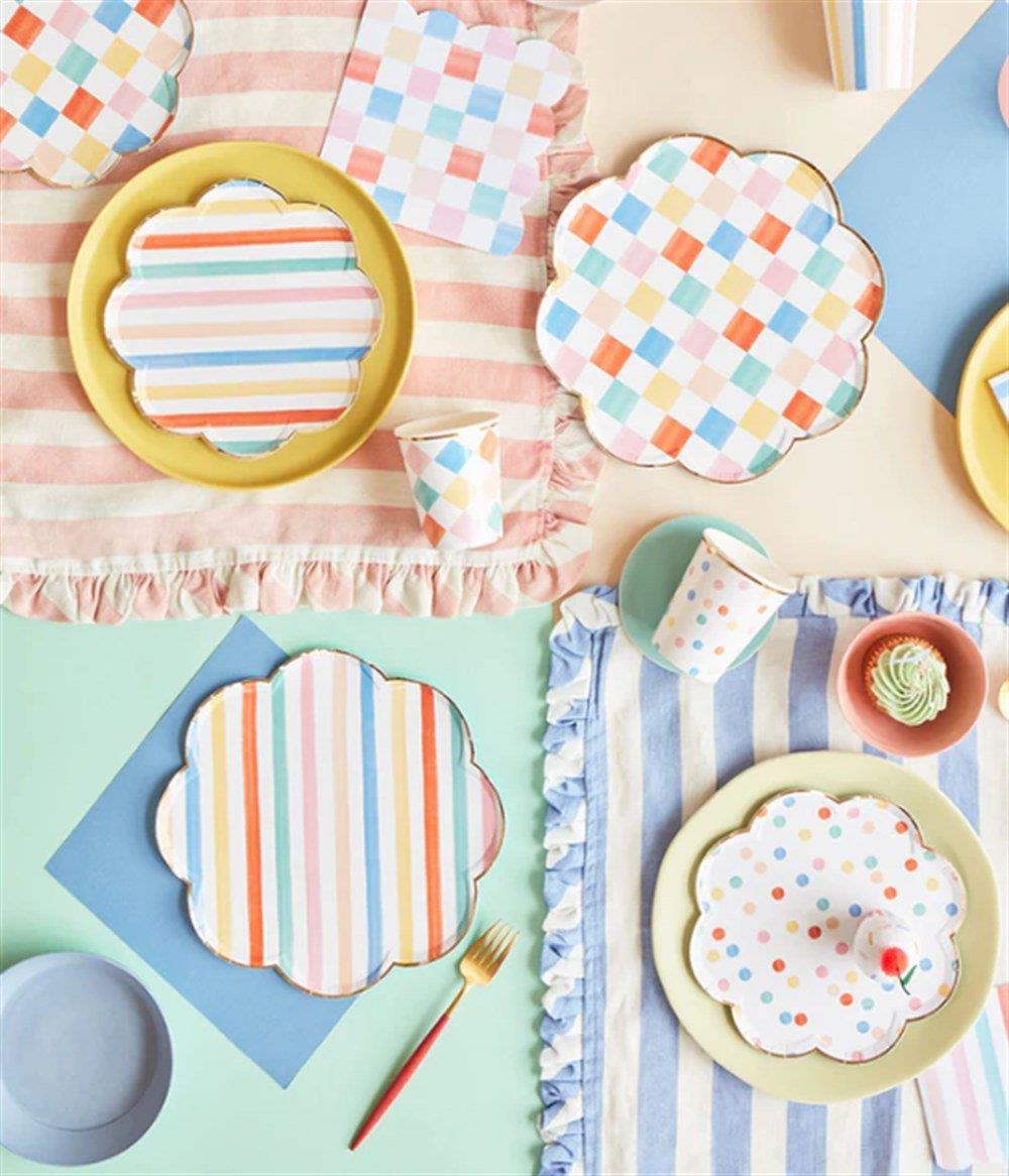 Meri Meri - Colourful Pattern Cups - Renkli Desenler Bardaklar - 8'li