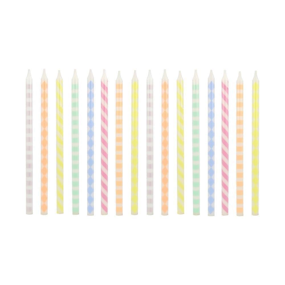 Meri Meri - Desenli Pastel Mumlar - 16 Adet
