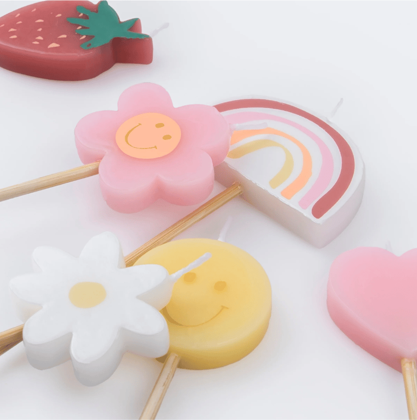 Meri Meri - Happy Face Icons Candles - Mutlu Yüz Semboller Mumlar (x6)