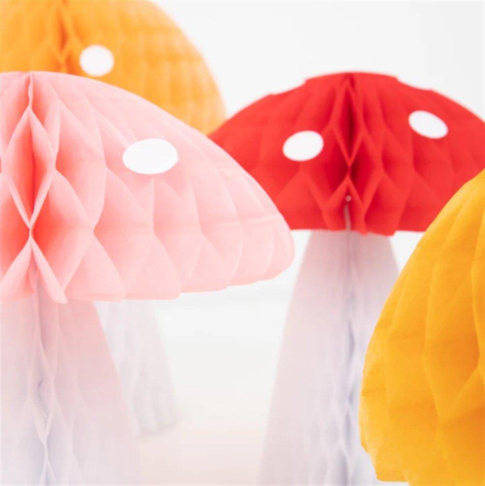 Meri Meri - Honeycomb Toadstool Decorations - Petek Mantar Dekorlar - 10lu