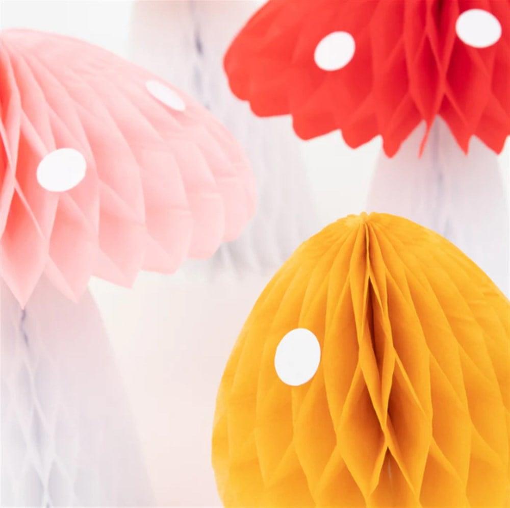 Meri Meri - Honeycomb Toadstool Decorations - Petek Mantar Dekorlar - 10lu