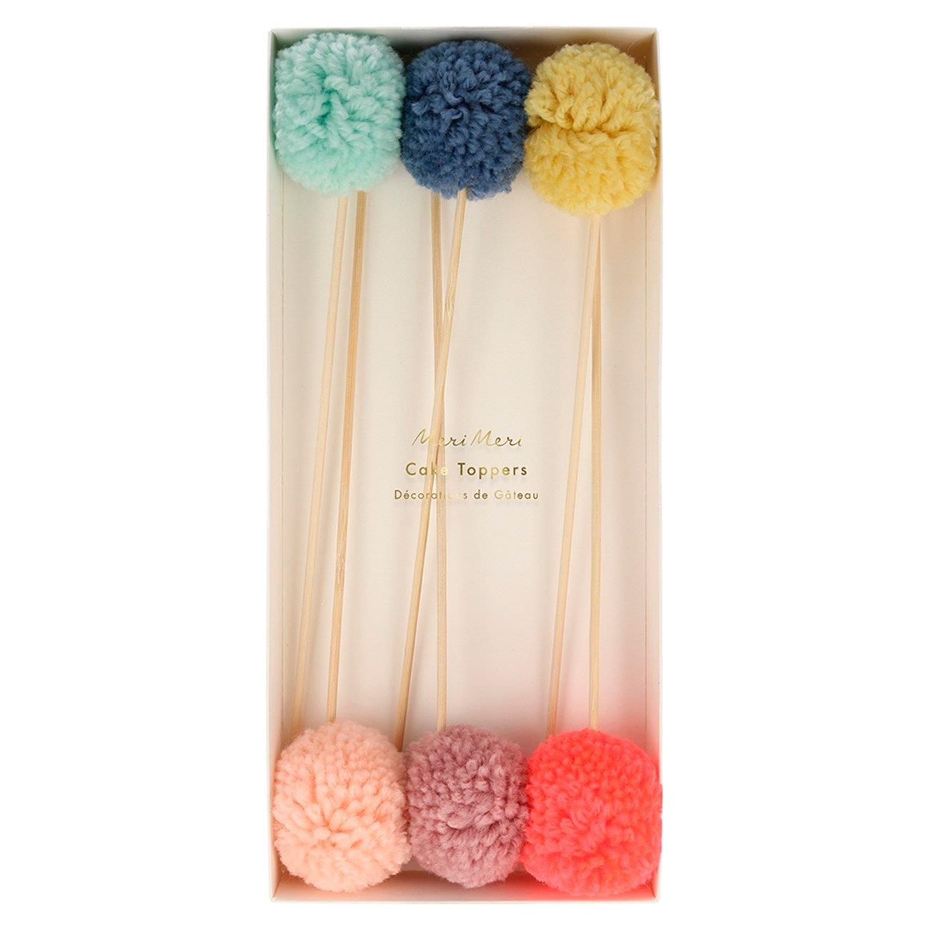 Meri Meri - Multi Pompom Cake Toppers - Çok Ponponlu Pasta Süsü