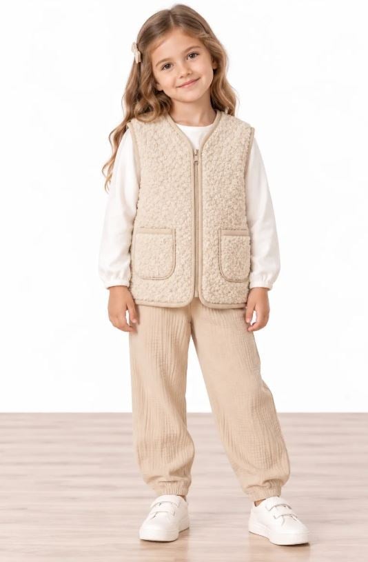 Miela Kids Cherry Shine Peluş Yelek - Bej Bej