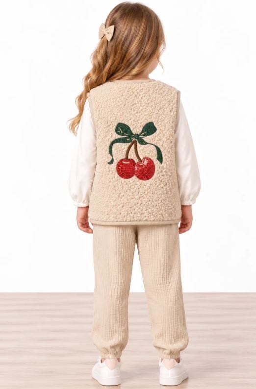 Miela Kids Cherry Shine Peluş Yelek - Bej Bej