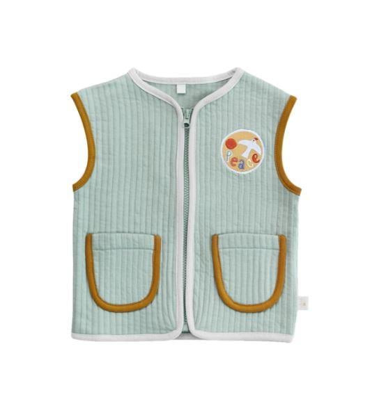 Miela Kids Kontrast Biyeli Kapitone Yelek - Mint STD