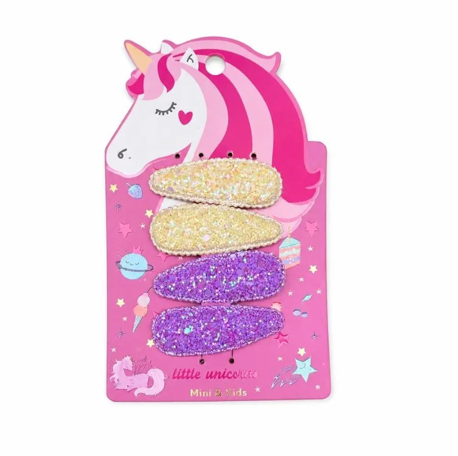 Mini & Kids 4lü Unicorn Glitter Klips Toka- Lilac
