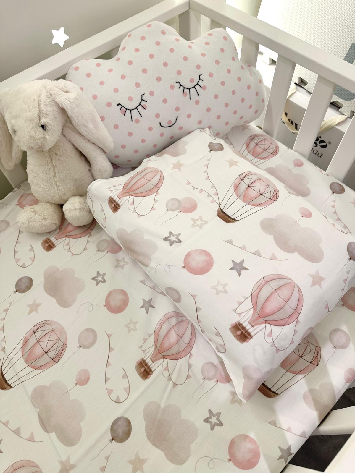 MiniJoyHub Çarşaf Ve Yastık Kılıfı Pembe Uçan Balon