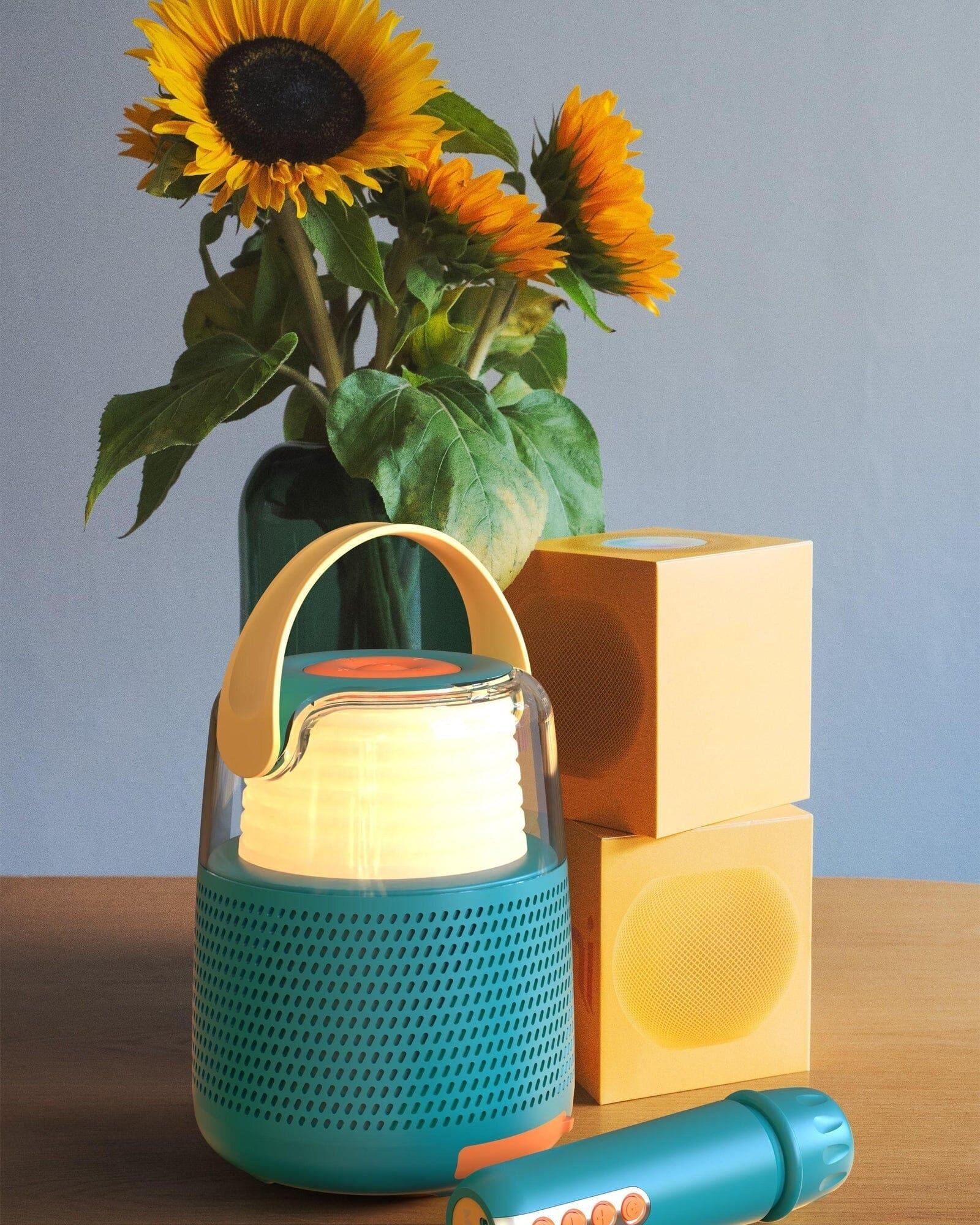 Ses Efektli Mikrofonlu Karaoke Hoparlör - Mavi