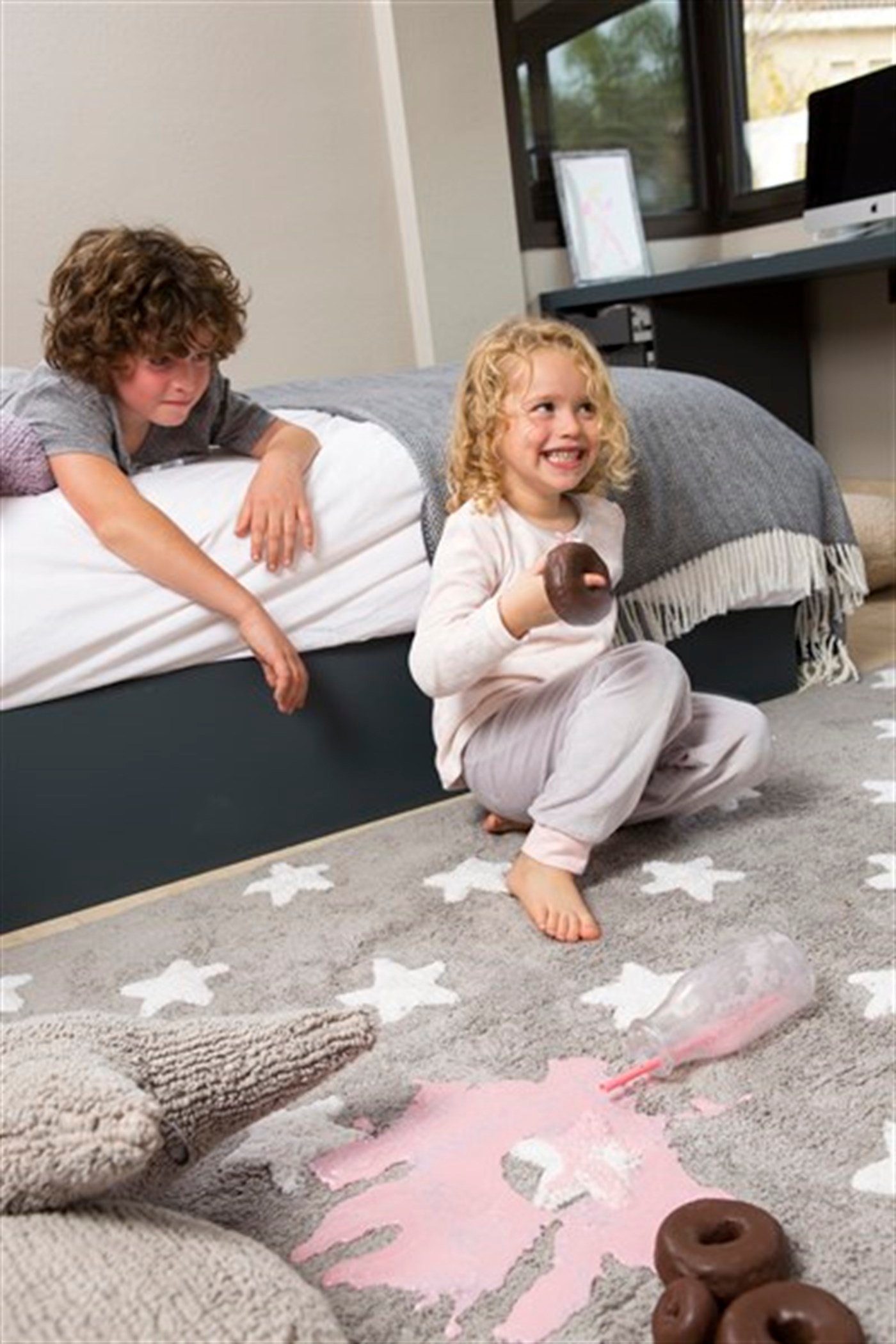 STARS Çocuk Odası Halısı Gri/Beyaz
