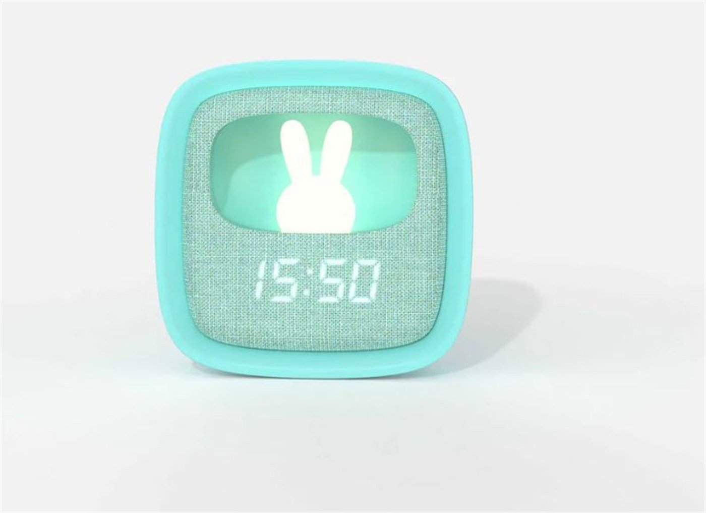 Turkuaz Tavşan Çocuk Odası Saati ve Gece Lambası