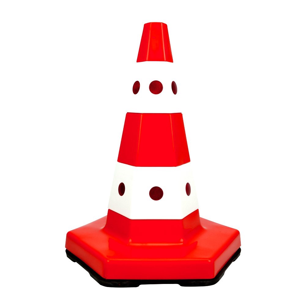 Klasik Kedi Gözlü Trafik Konisi 50 cm Ağırlıklı Trafik Dubası