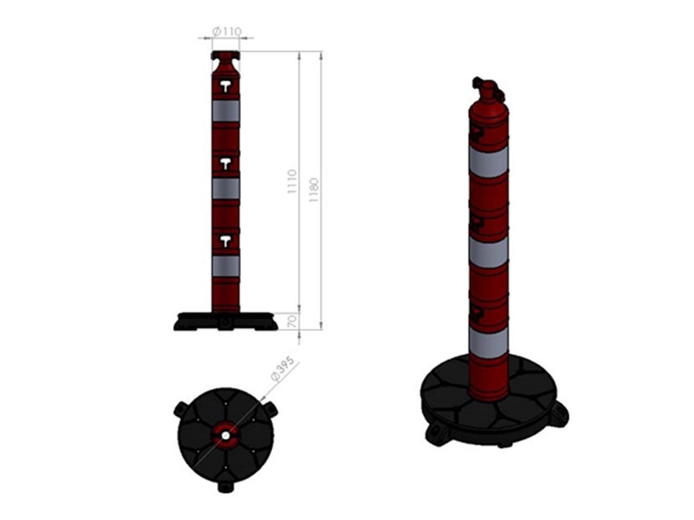 Plastik Ağırlıklı Yol Dikmesi 110 x 1200 mm