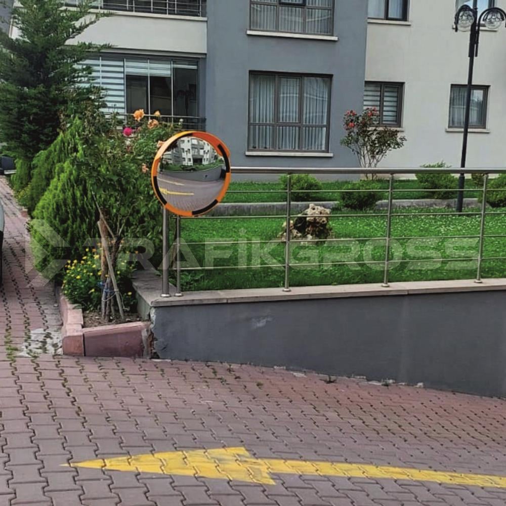 Trafik Güvenlik Aynası 80 cm Sarı-Siyah, Tümsek Ayna, Otopark Aynası
