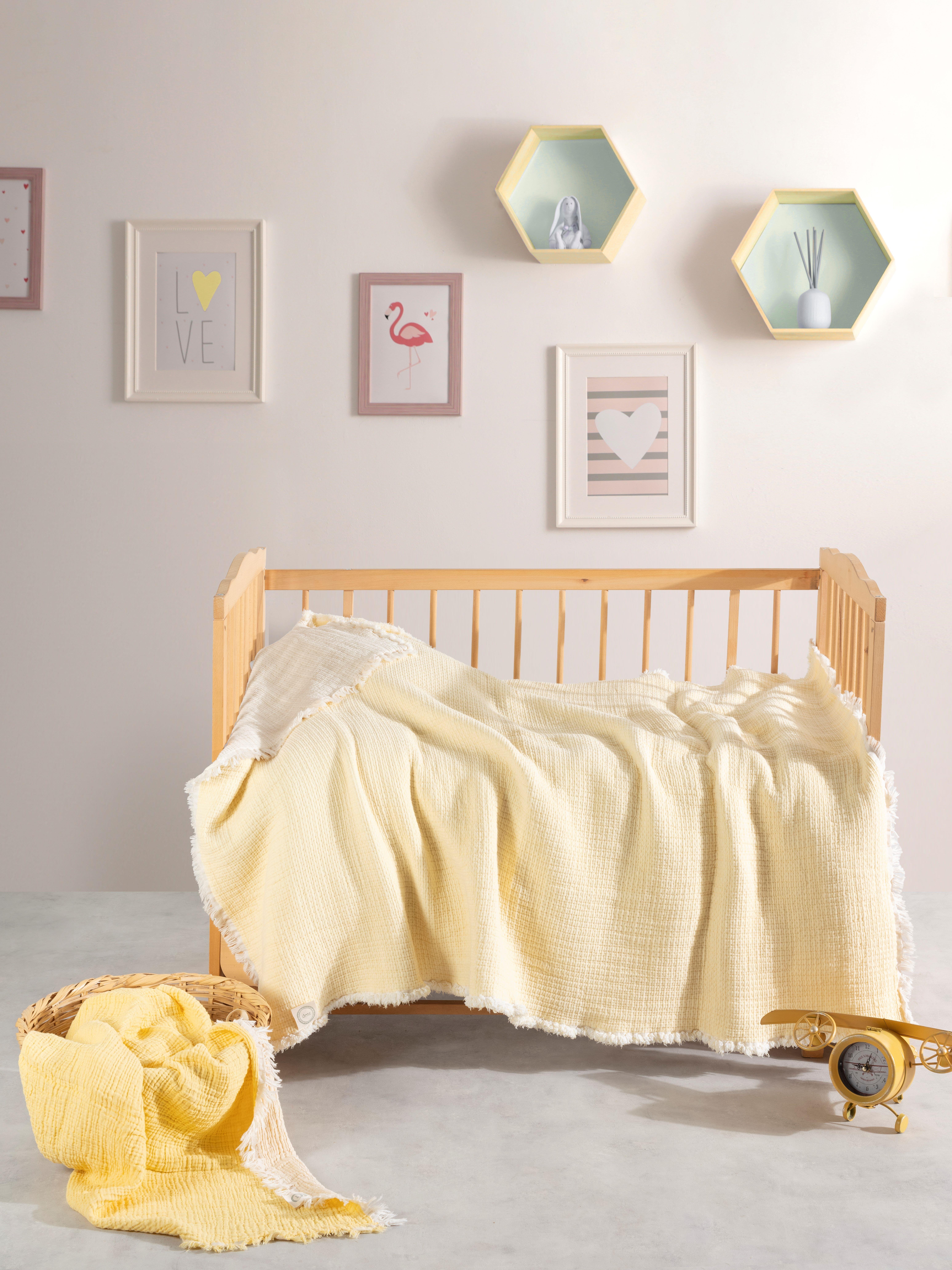 Mylasa Home Müslin Bebek Yorganı 100x150cm Sarı
