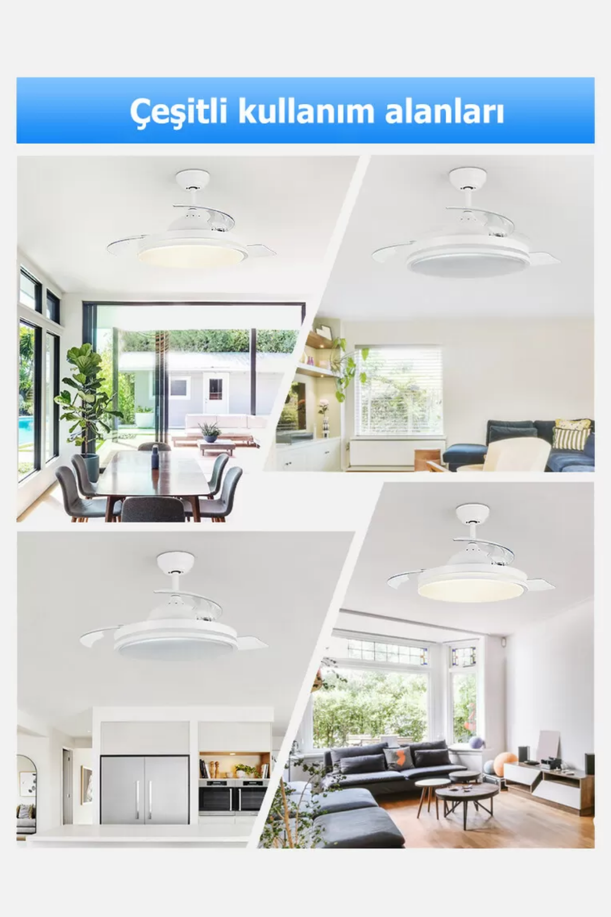 Dlc Espero 25W Bakır Motor Led Beyaz Tavan Vantilatörü 106cm