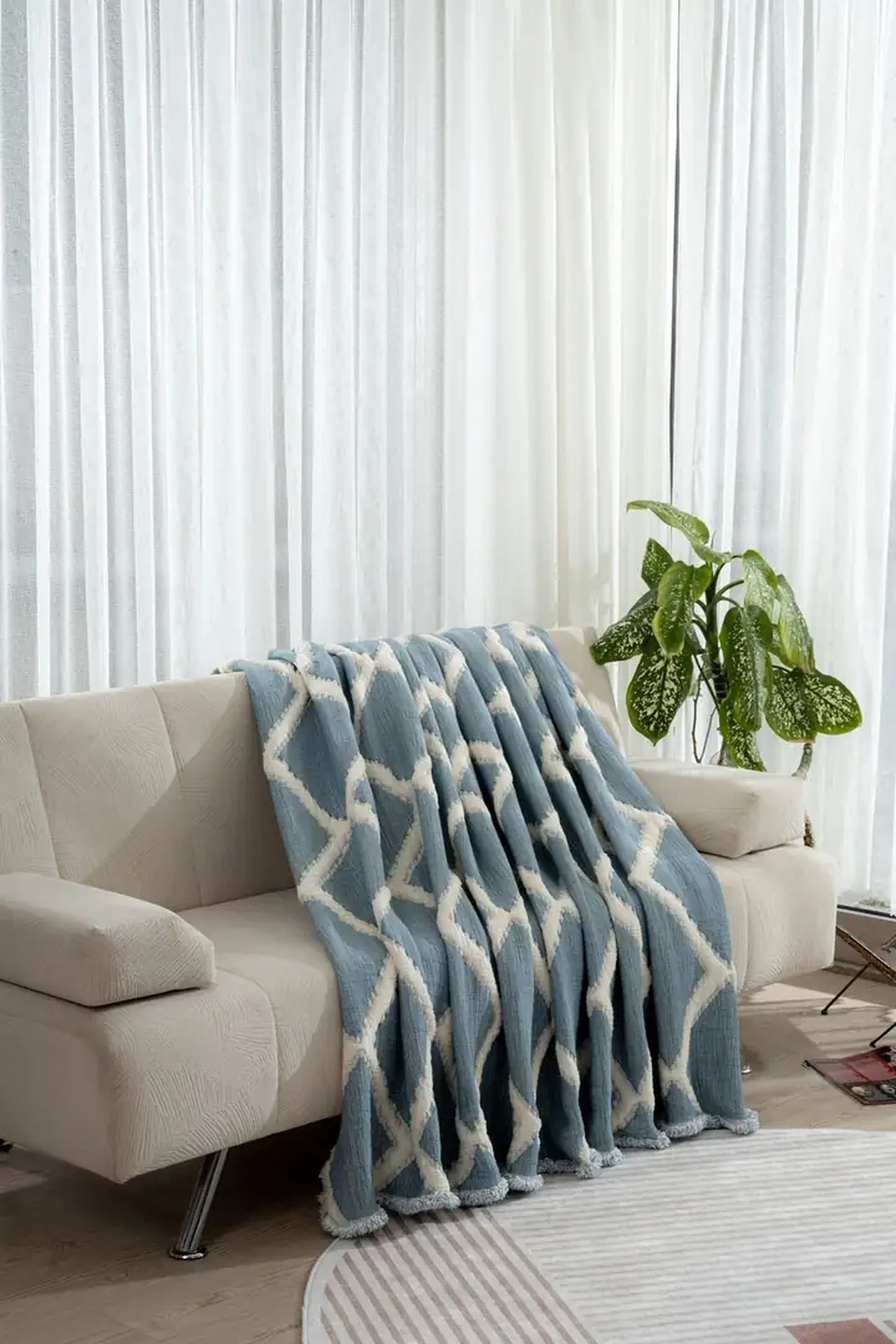 Mylasa Home Müslin 7 Katlı Baklava Desenli (Jakarlı) Yorgan Çift Kişilik 240x260cm Petrol