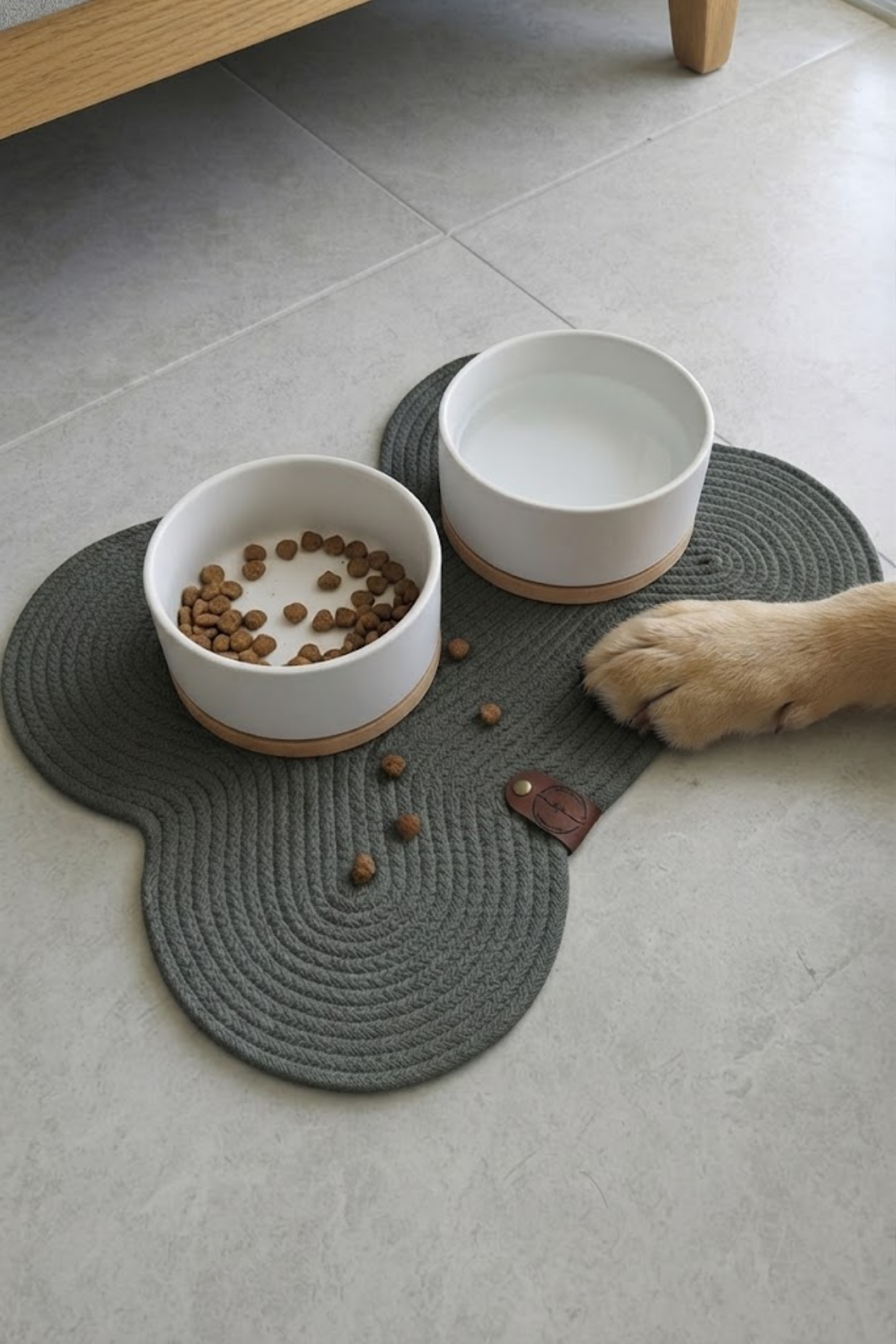Reyo Pet El Yapımı Kemik Kedi ve Köpek Mama Matı, Kedi Tırmalama Matı, %100 Pamuk İpli - Gri