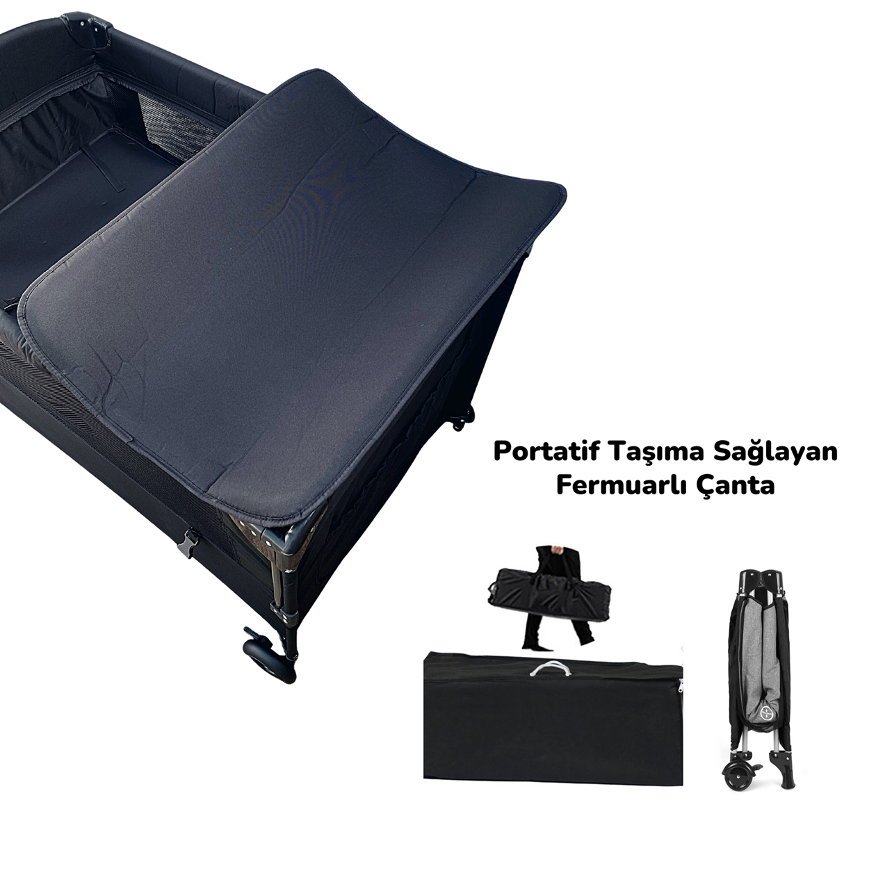 Reyo Premium Anne Yanı Park Yatak 70x110 cm Siyah