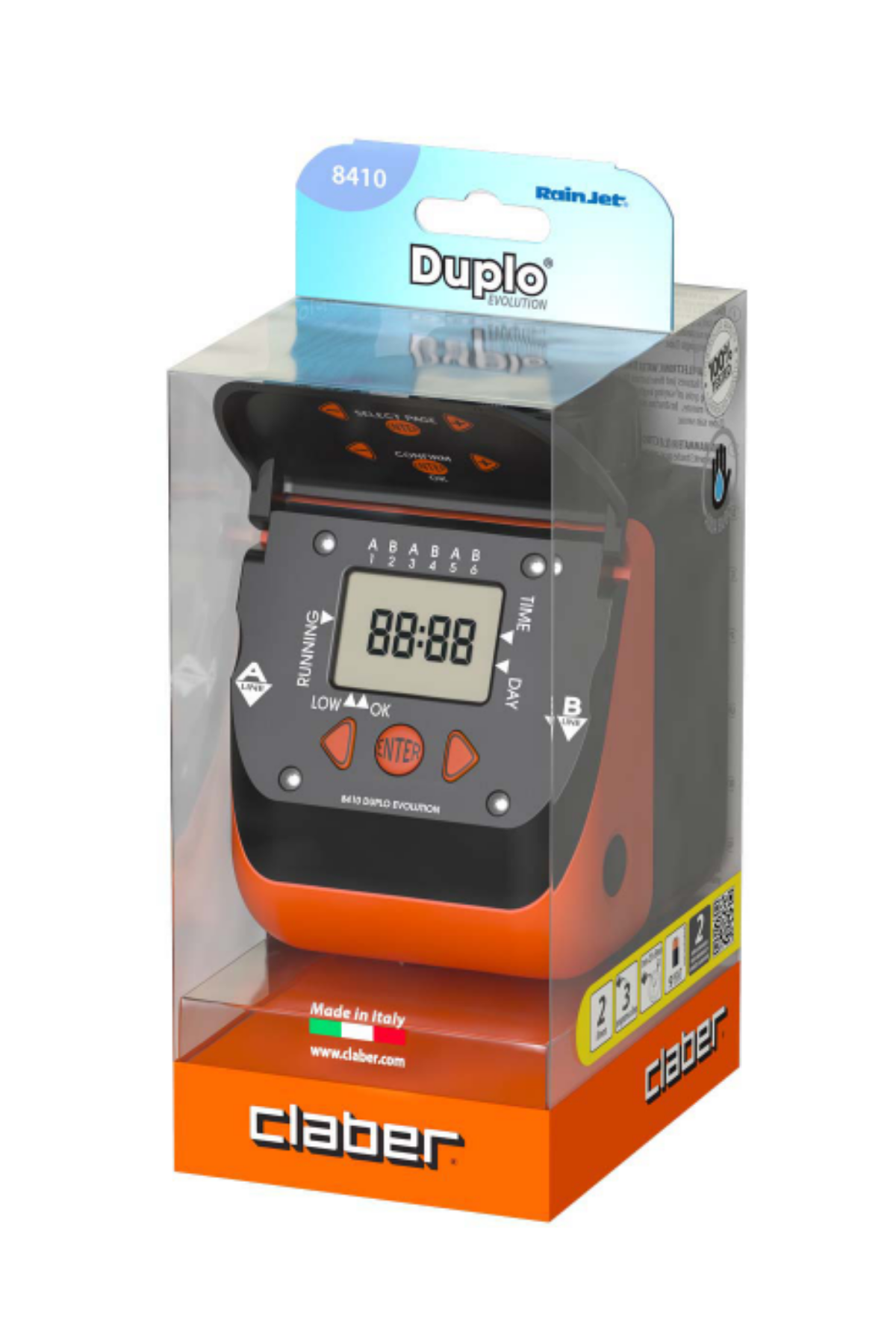 Claber 8410 Aquadue Duplo Evolution İki Çıkışlı Sulama Zamanlayıcı