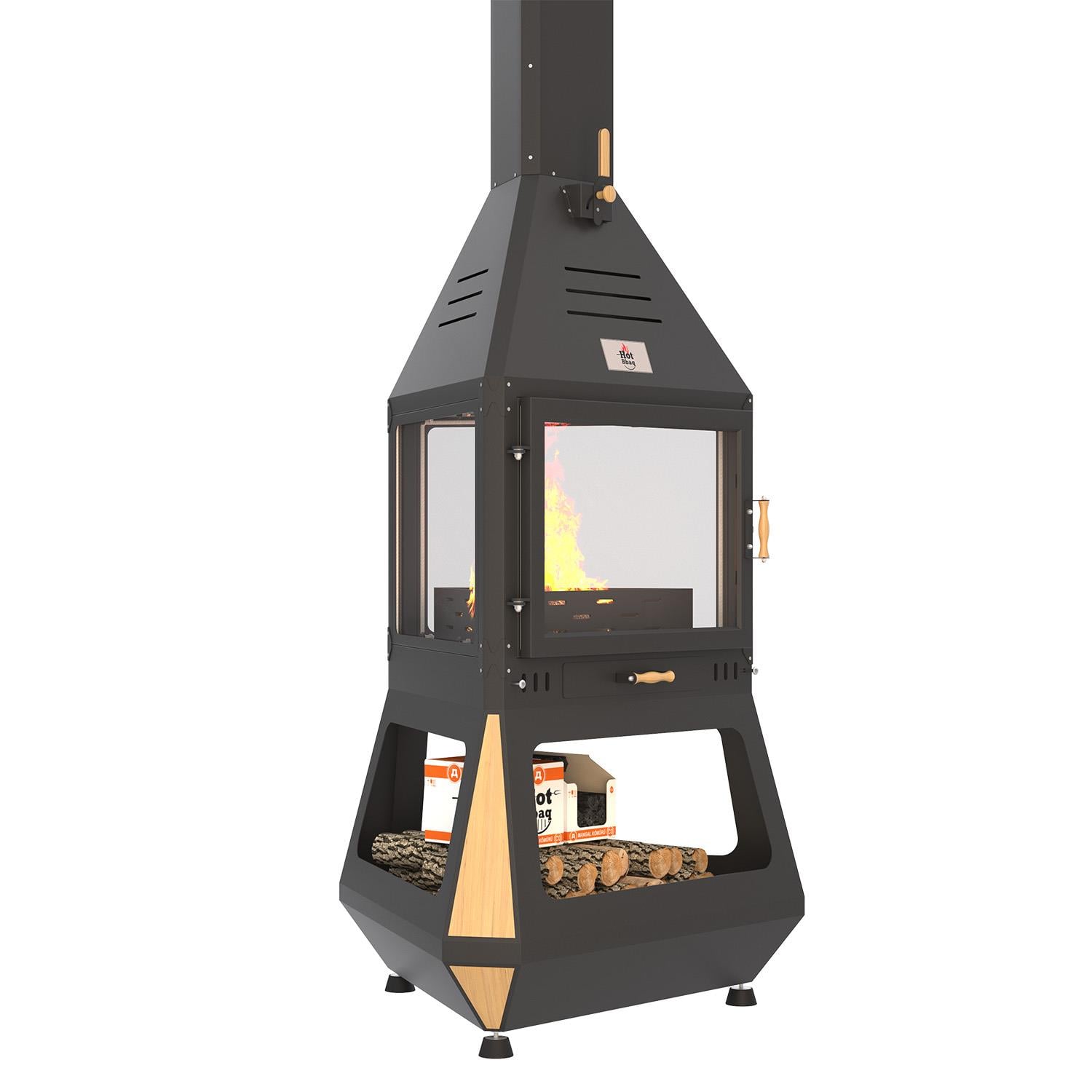 Hotbbaq Hot Triangle v1 Seramik Camlı Orta Şömine