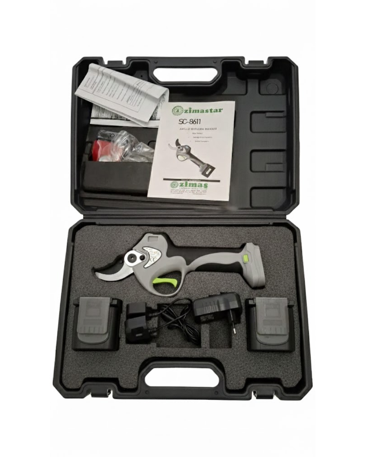 Zimastar SC-8611A/1 Akülü Budama Makası 2 Akülü ve SC-7612 Teleskopik Uzatma Aparatı