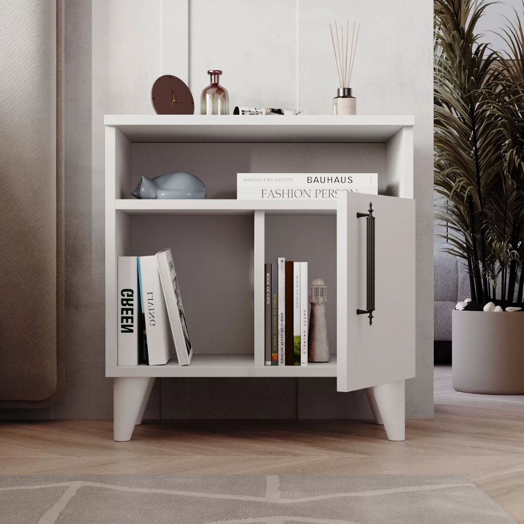 Enda Home Kommen 3 Bölmeli Kapaklı Komodin Beyaz