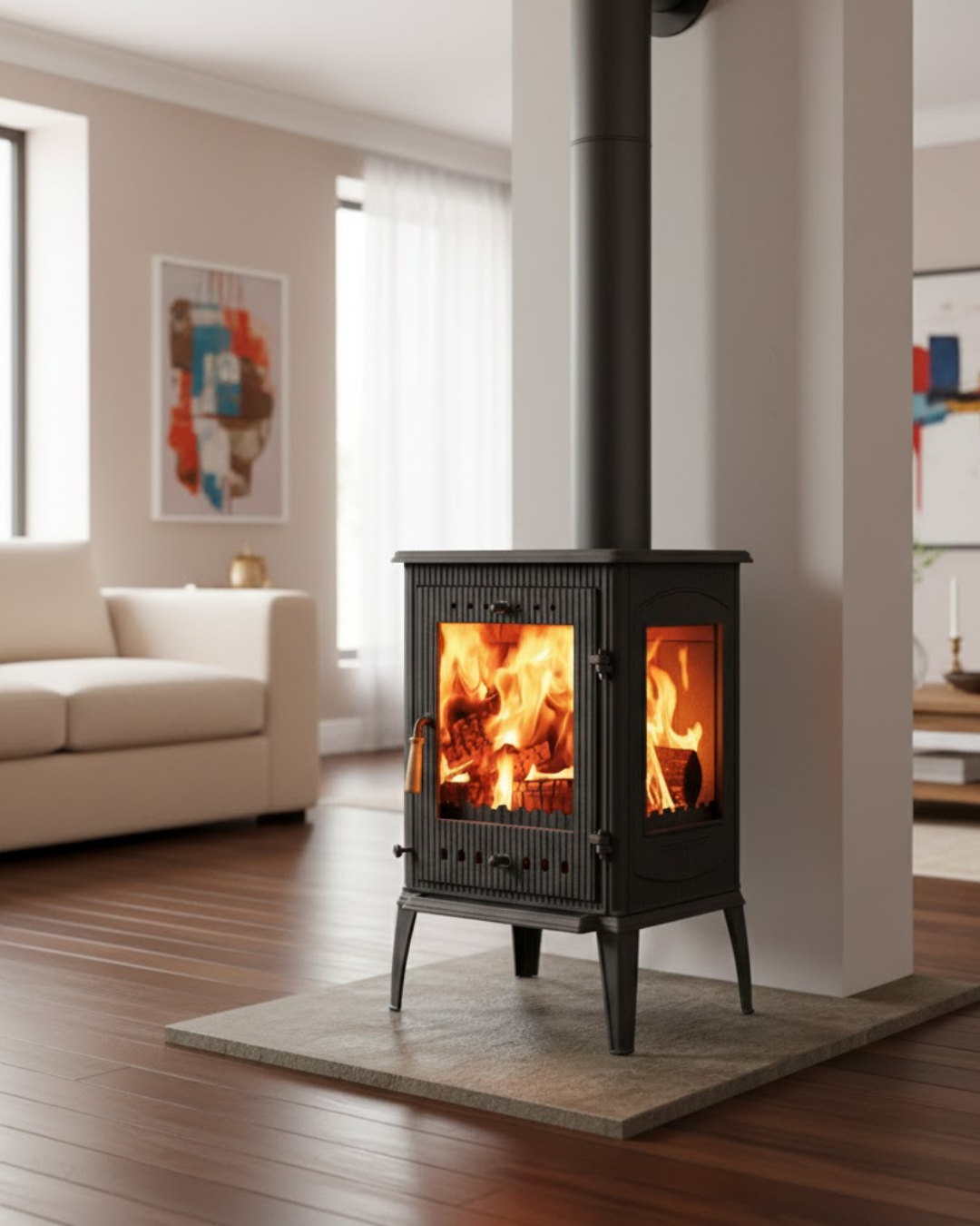 Reyo Stove Harput Üç Camlı Döküm Şömine Soba
