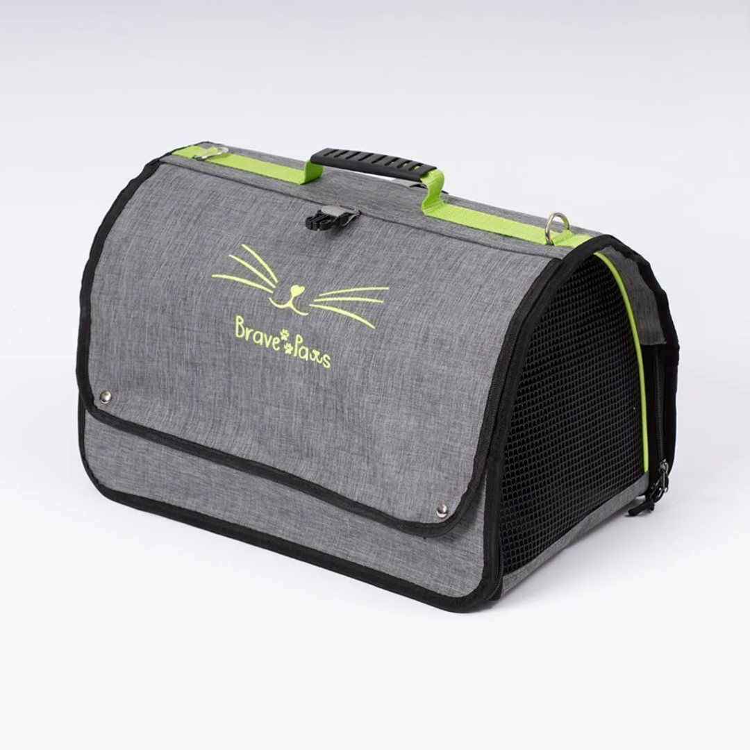 Brave Paws Flybag Plastik Yırtılmaz Fileli Kedi Ve Köpek Taşıma Çantası Seyahat Çantası Gri 45x25x26cm