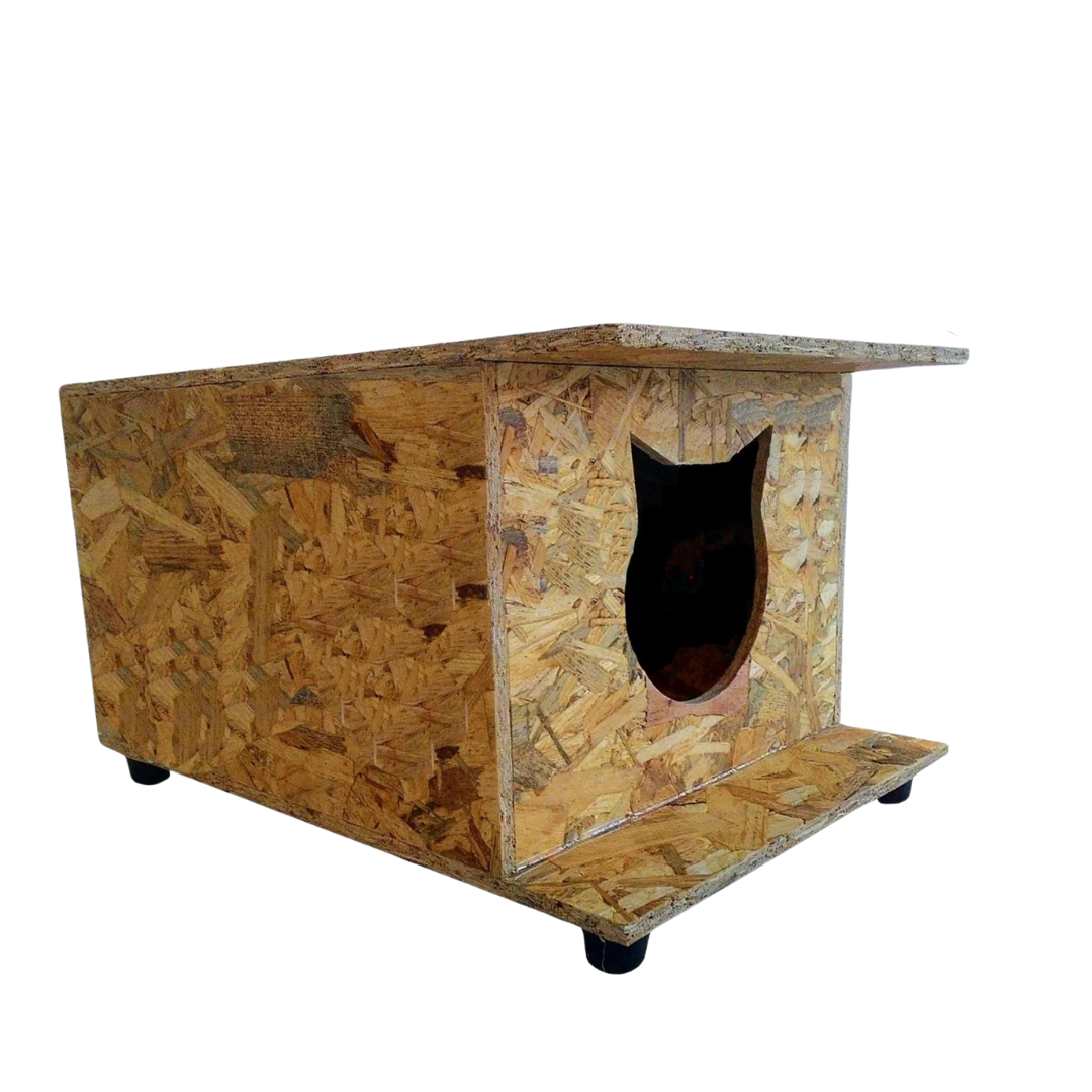 Melada Kedi Evi Dış Ortam Uygun Ahşap Kedi Evi OSB 47x36x25 cm