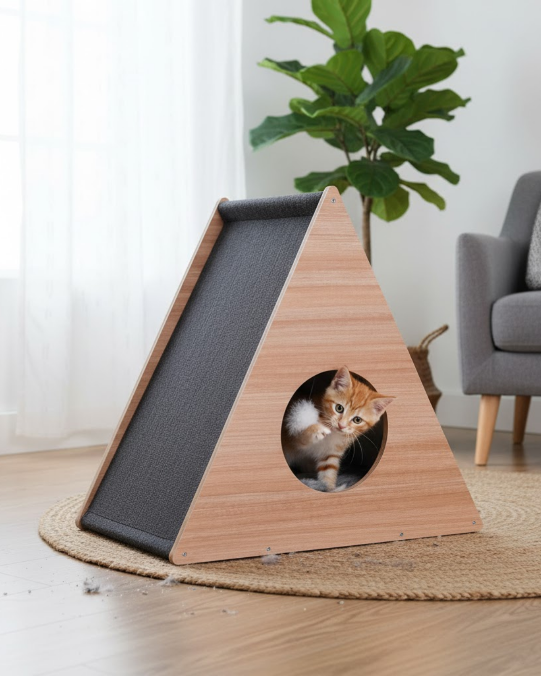 Reyo Pet Üçgen Kedi Tırmalama Evi