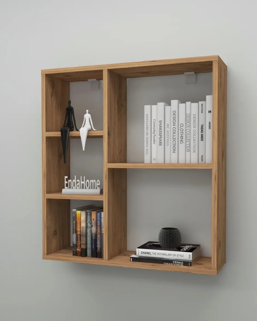 Enda Home Myra 5 Gözlü Çok Amaçlı Modern Duvar Rafı Atlantik Çam