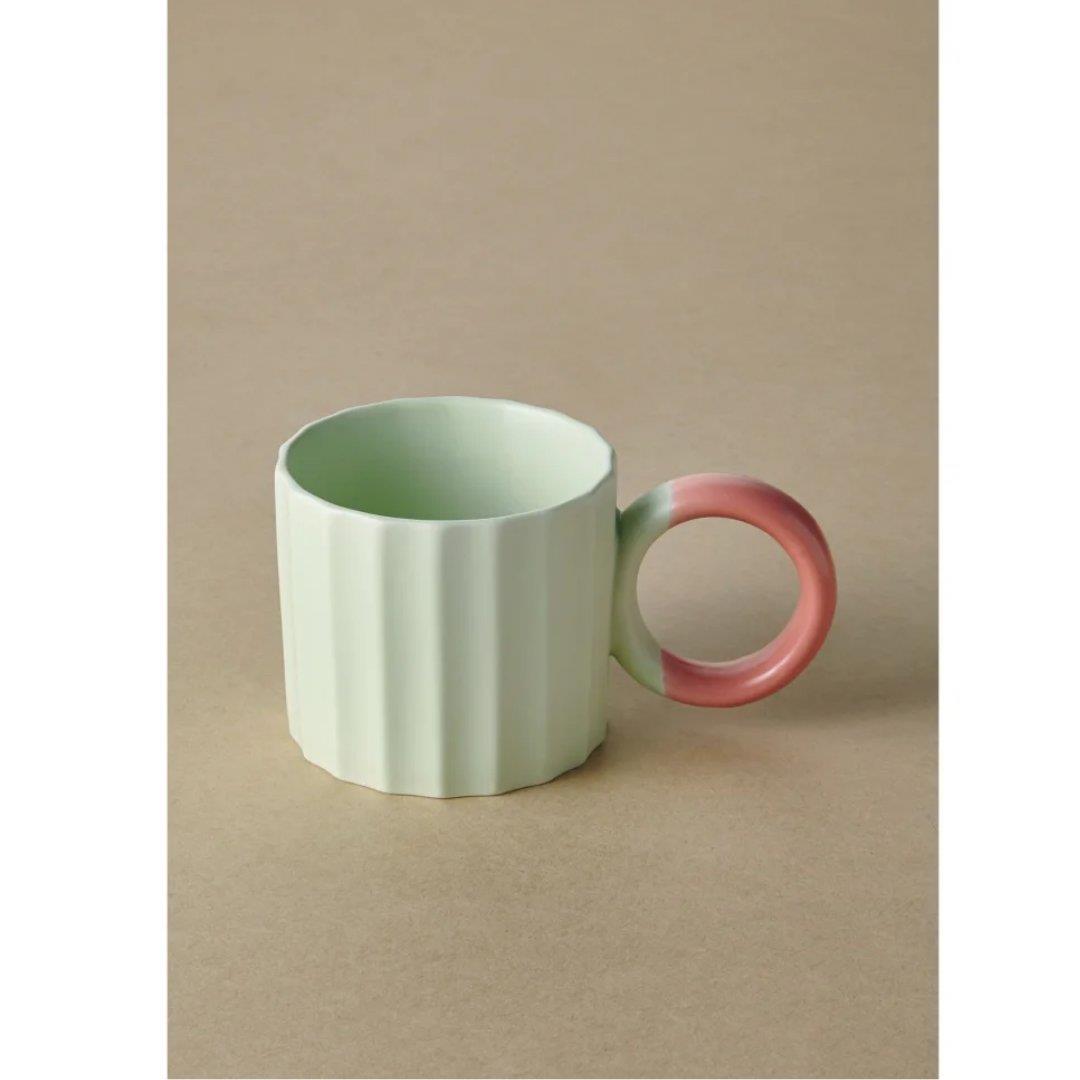 The Mia Runden Porselen Yeşil Pembe 2'li Kupa 250 ml