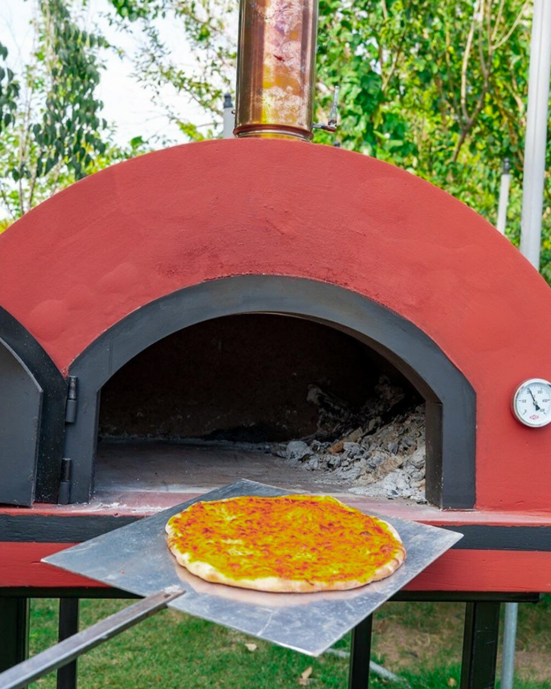 By Chef Roma Large 90cm Kapaklı Termometreli Taş Fırın