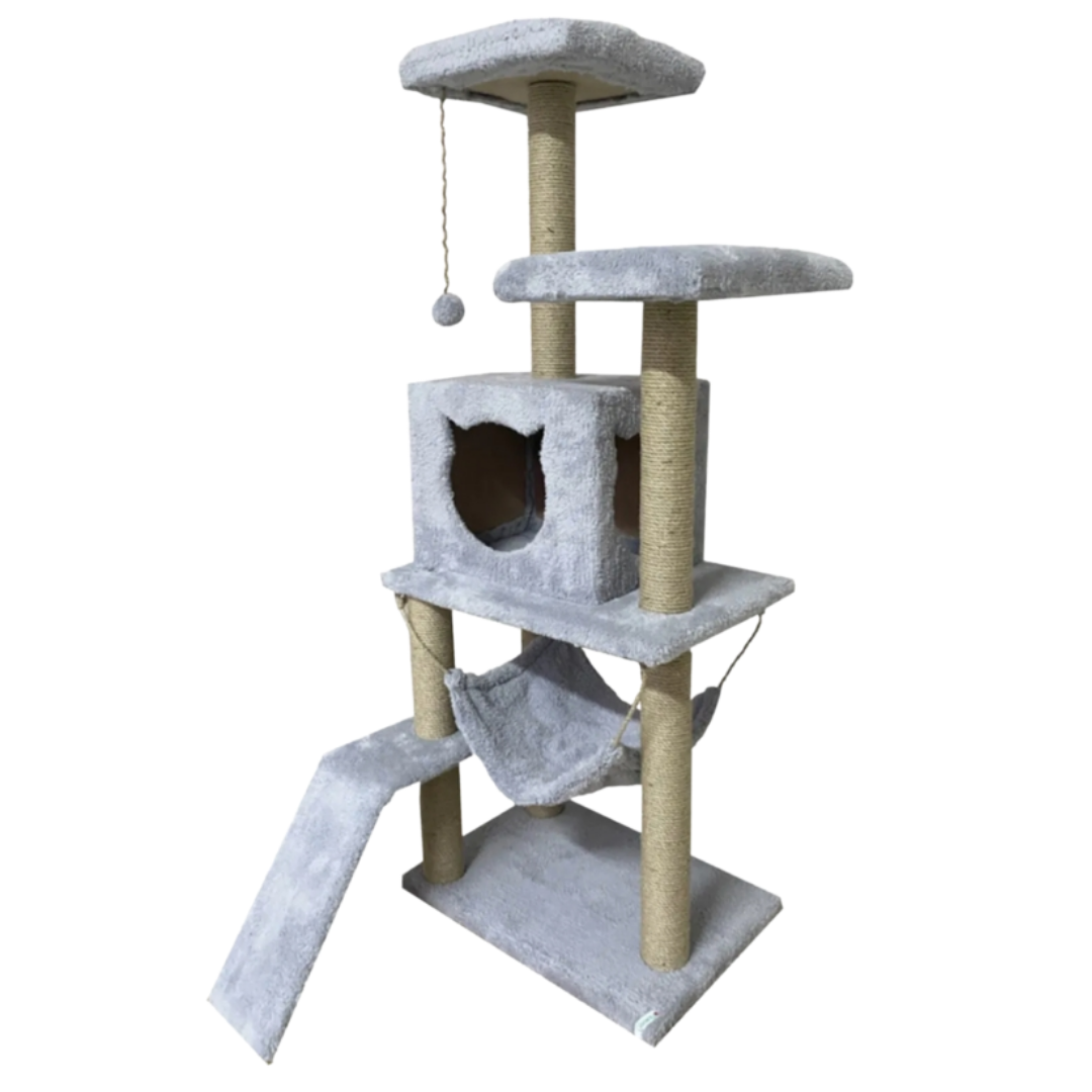Reyo Pet S9 Kedi Tırmalama Kulesi Platformlu 124 cm Gri