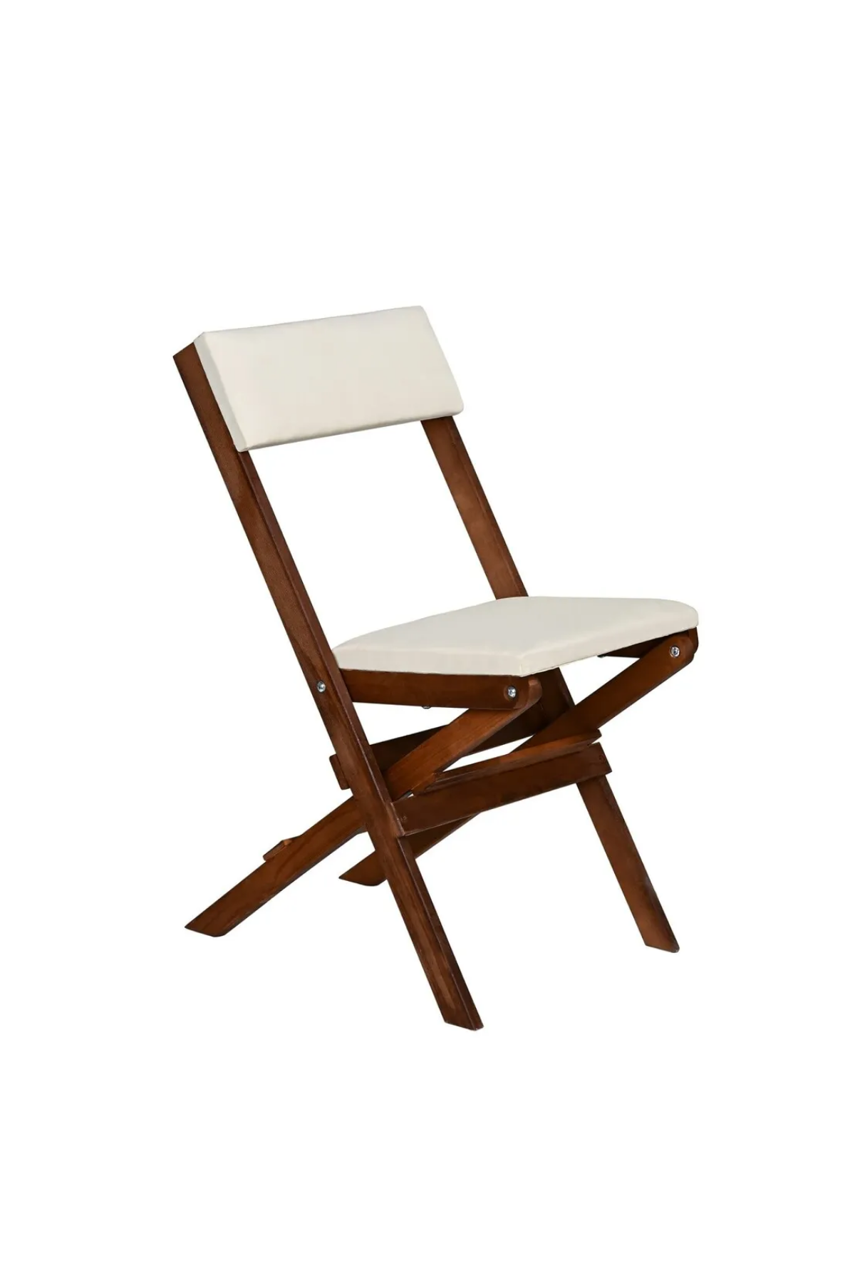 BySay Ahşap Katlanır Döşeme Minderli 3'lü Bistro Set Bahçe Takımı Ceviz Krem