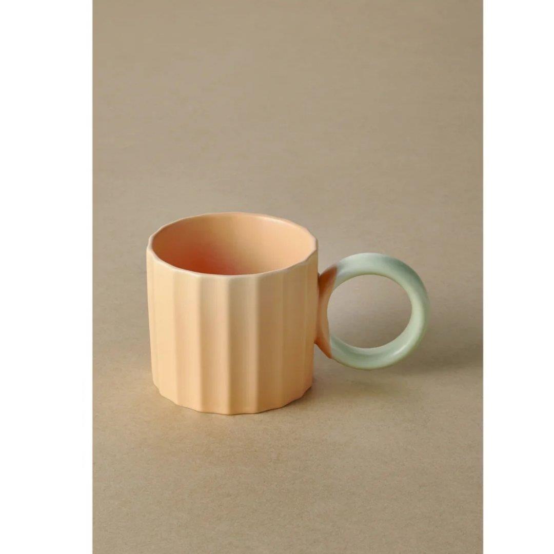 The Mia Runden Porselen Sarı Mavi 2'li Kupa 250 ml