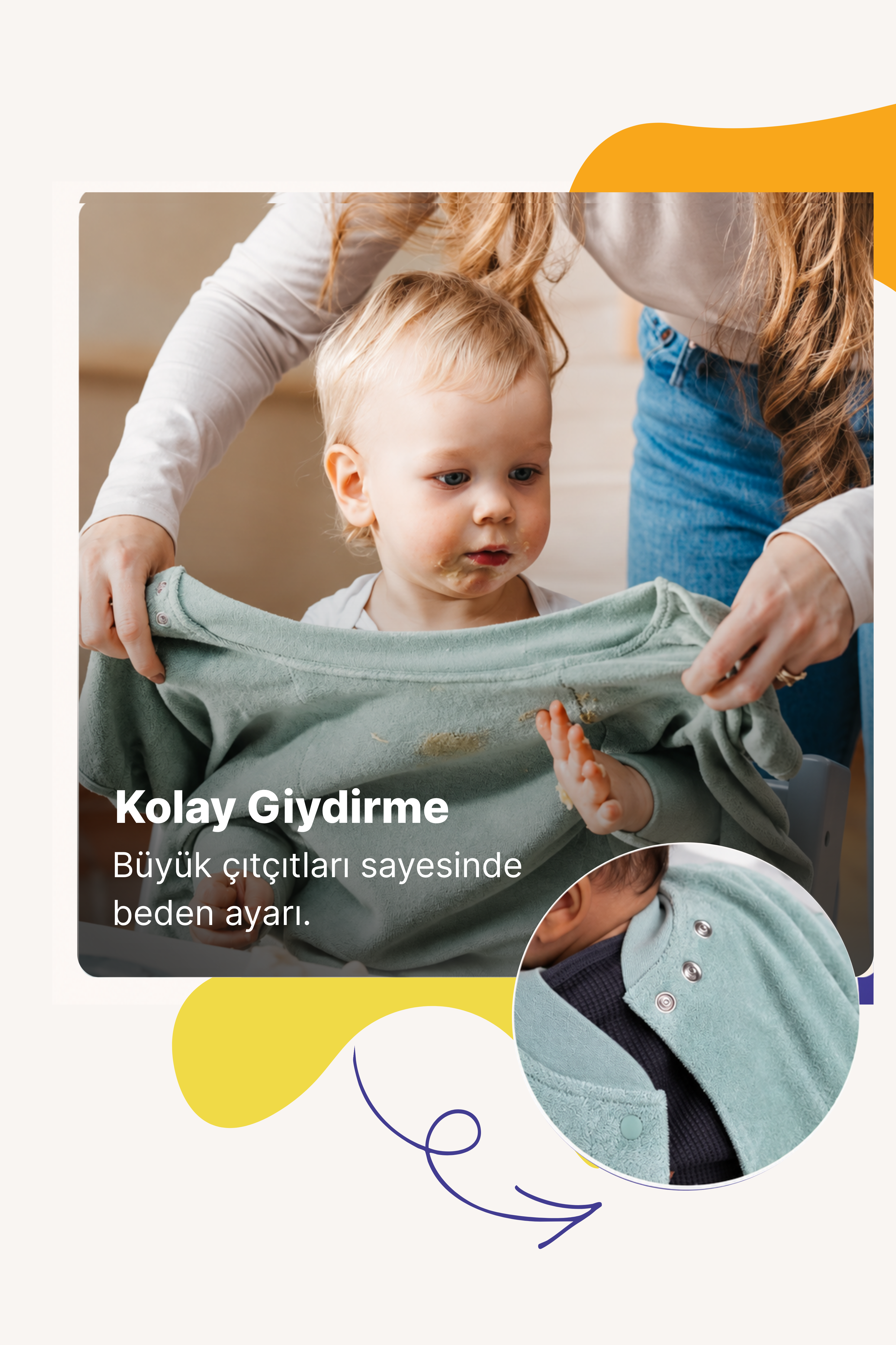 Reyo 6 Ay-6 Yaş Uzun Kollu Bebek Mama Önlüğü, Çocuk Aktivite Önlüğü, Pamuklu, Sıvı Geçirmez İç Katmanlı Havlu Bebek Beslenme Önlüğü - Çizgili